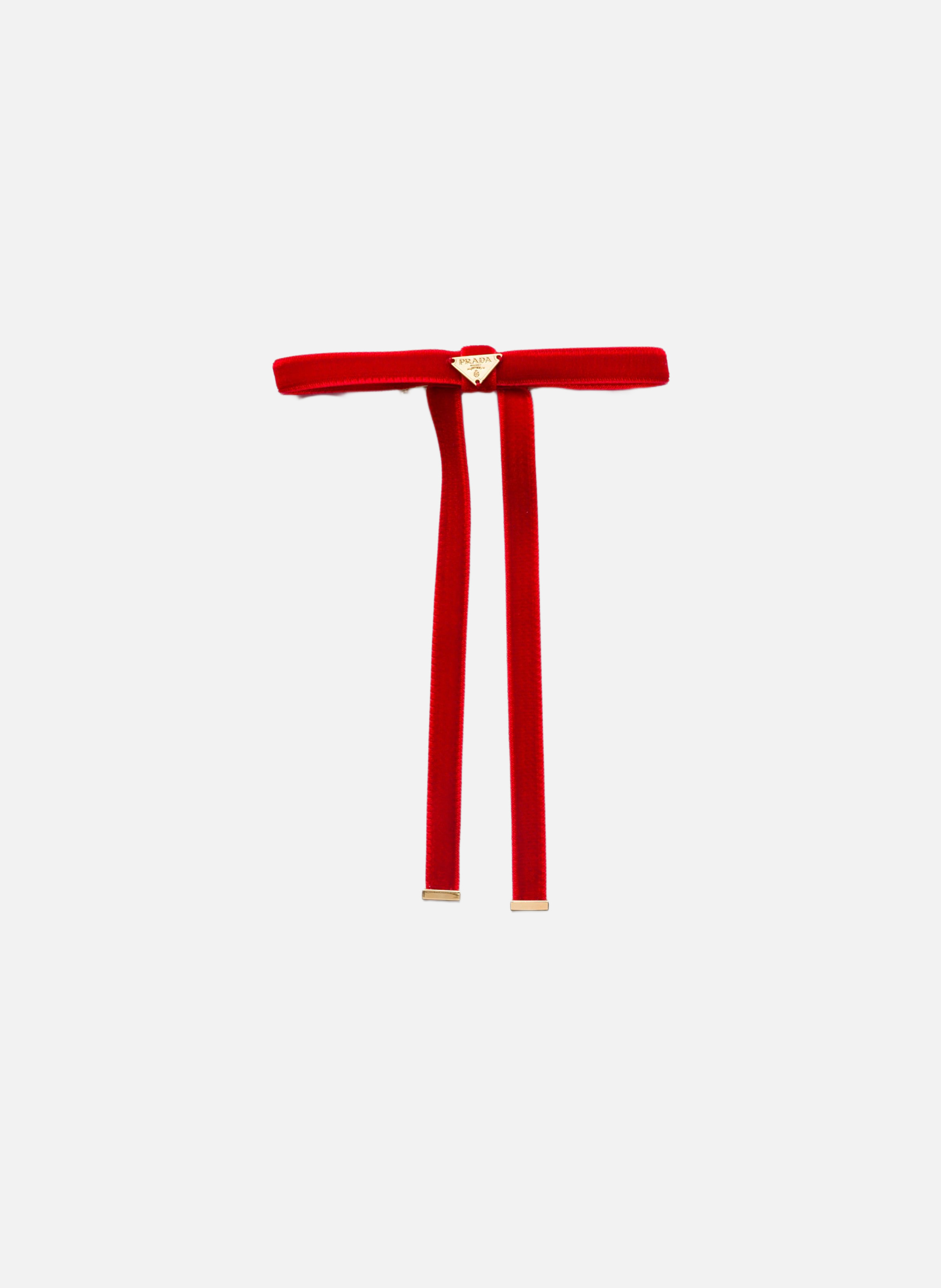 Pince à cheveux en velours PRADA Rouge