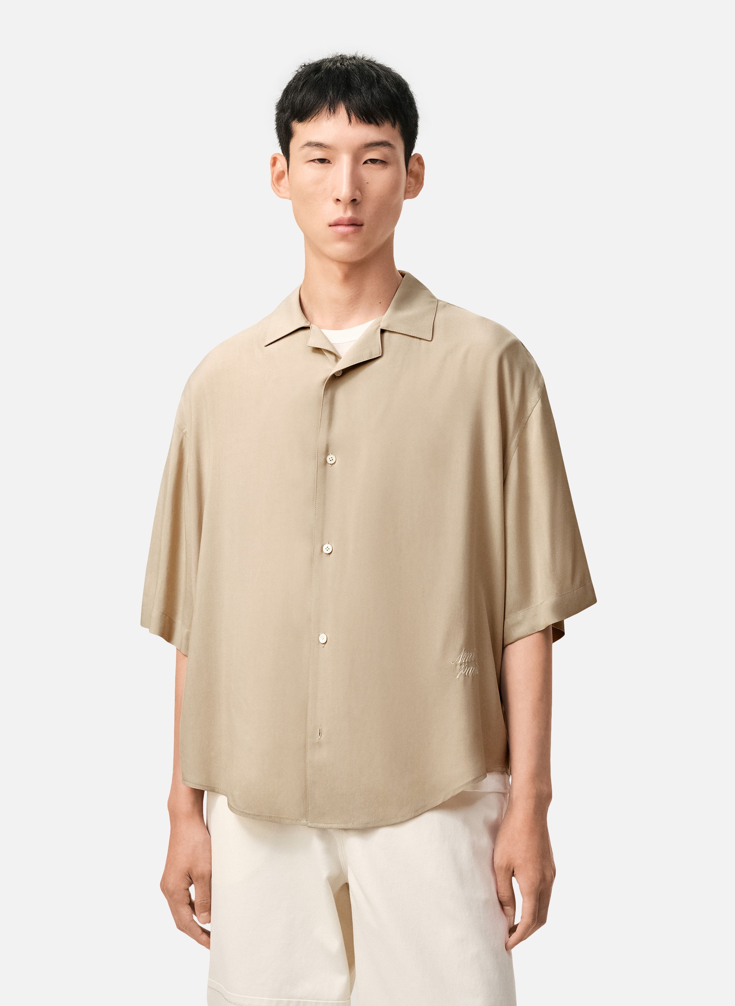 Chemise boxy manches courtes ami paris brodé AMI PARIS Beige