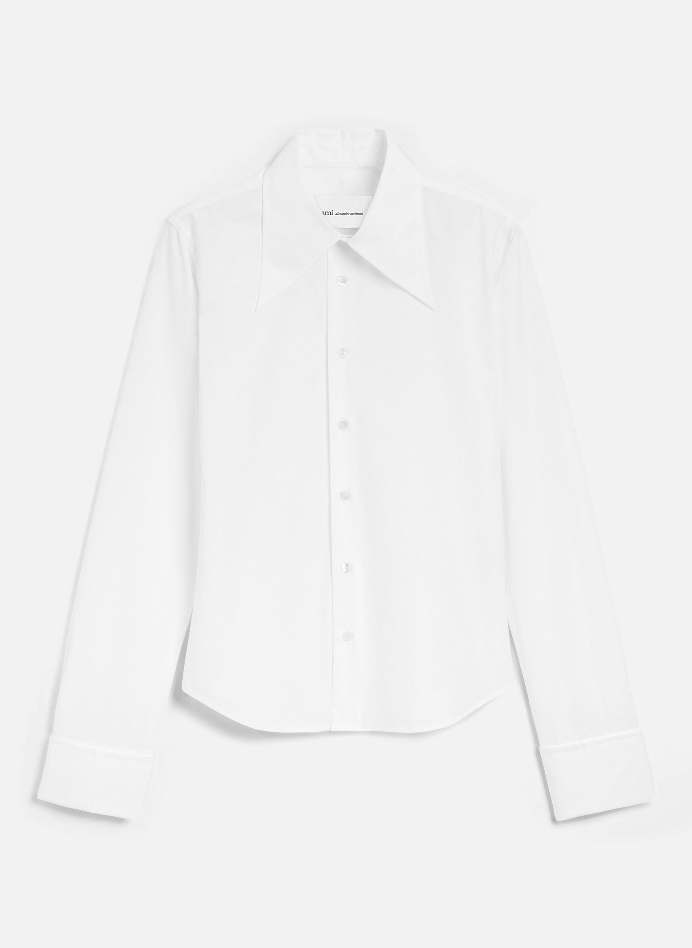 Chemise ajustée col en pointe en soie mélangée AMI PARIS Blanc