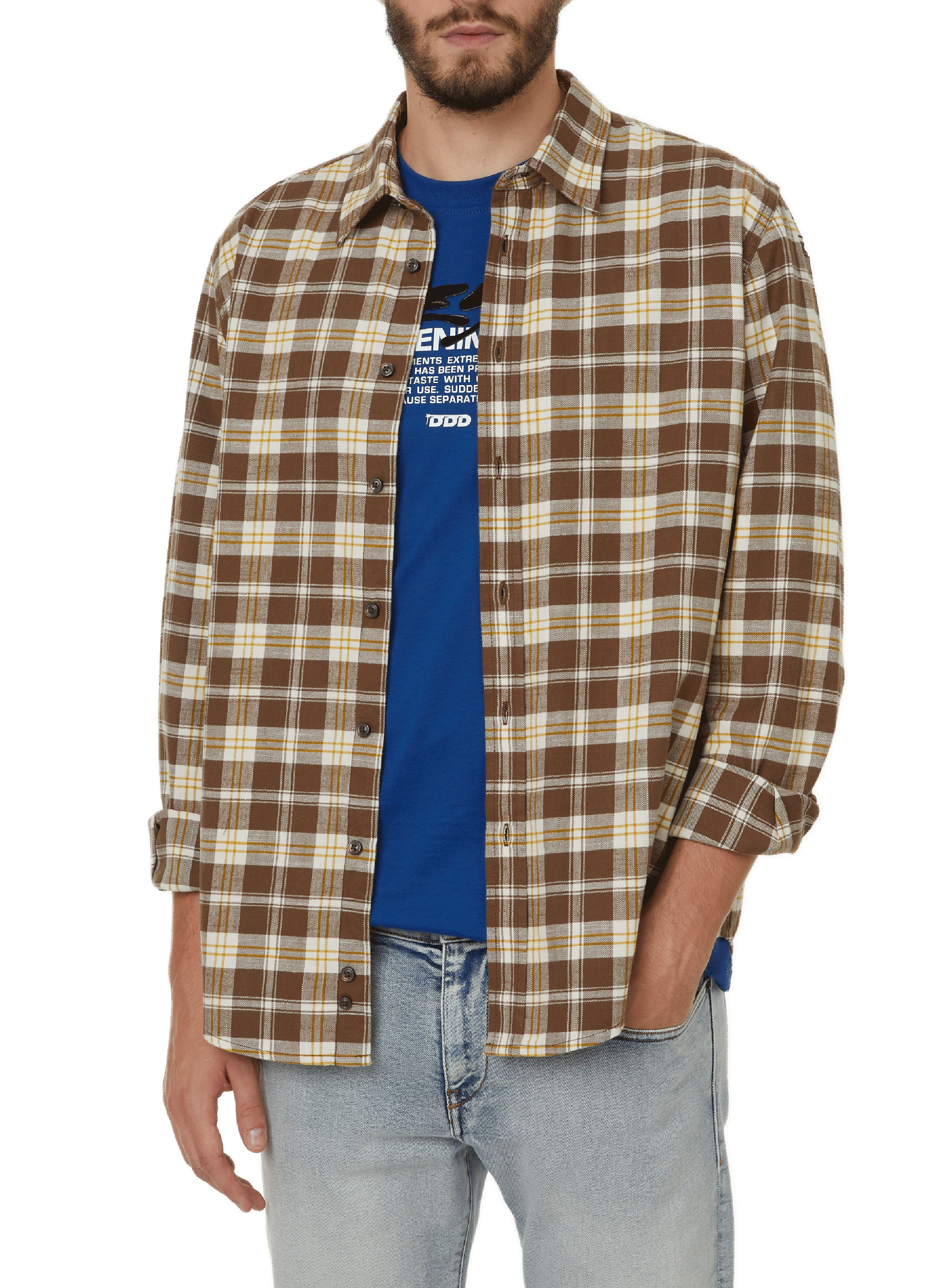 Kariertes Baumwollhemd DIESEL Beige
