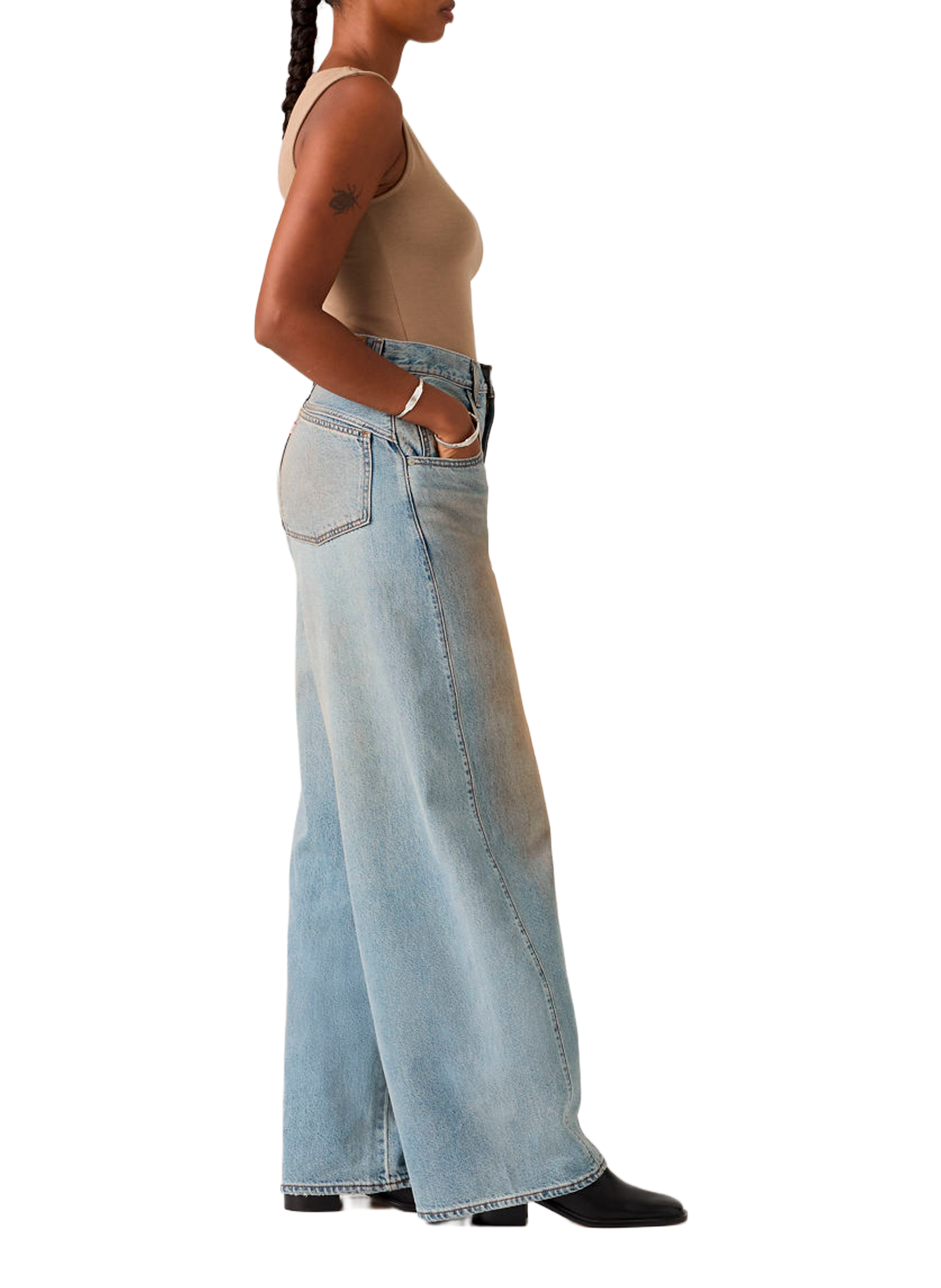 Jean super Baggy Barrel délavé en coton LEVI'S Marron