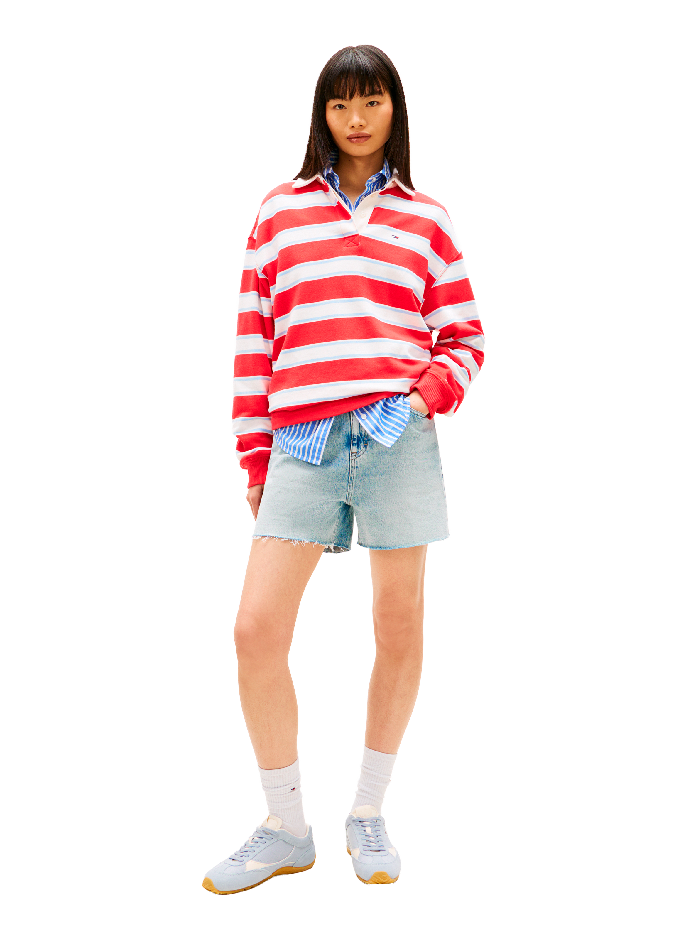 Straight Bermuda shorts in blended cotton denim TOMMY HILFIGER Blue