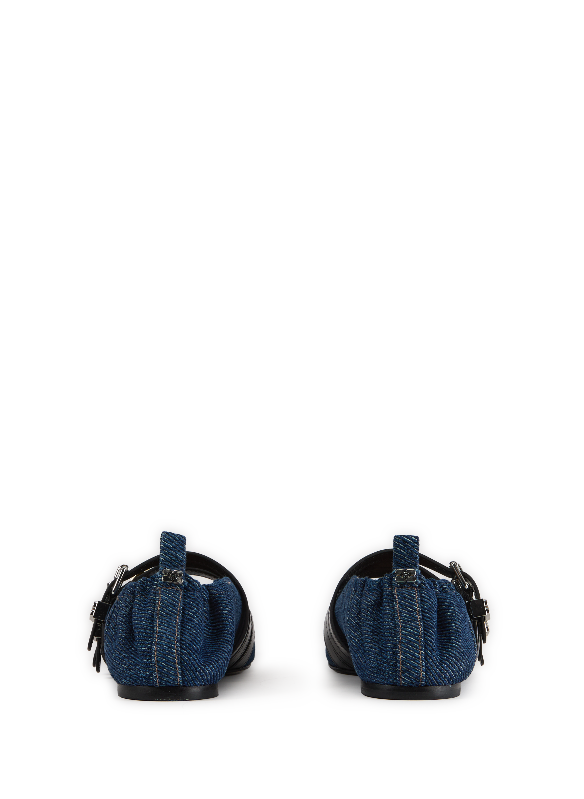 Ballerines denim Sue à boucles en coton GANNI Bleu