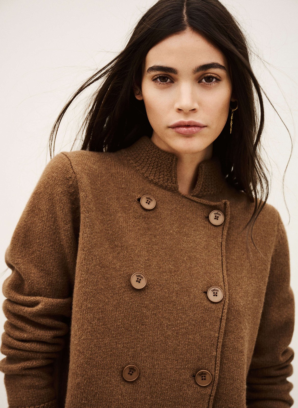 Gilet droit col montant en laine melodia BA&SH Marron