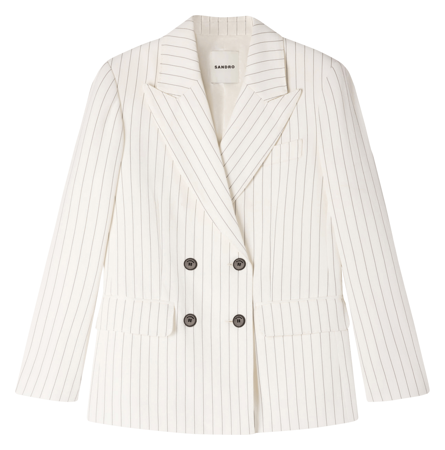 Veste ajustée col tailleur à rayures SANDRO Blanc