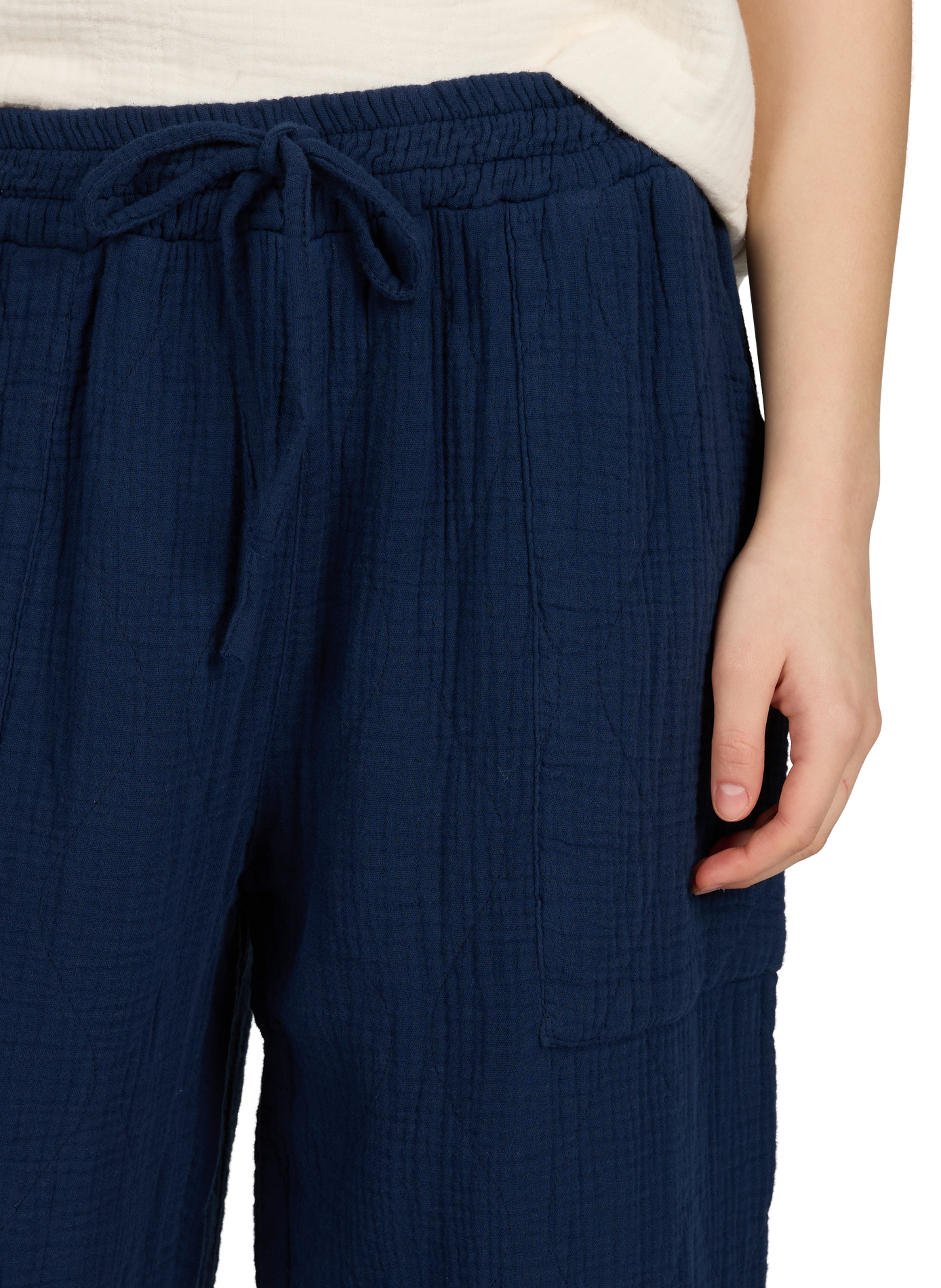 Phoenix straight quilted cotton trousers AOKYANOS Blue