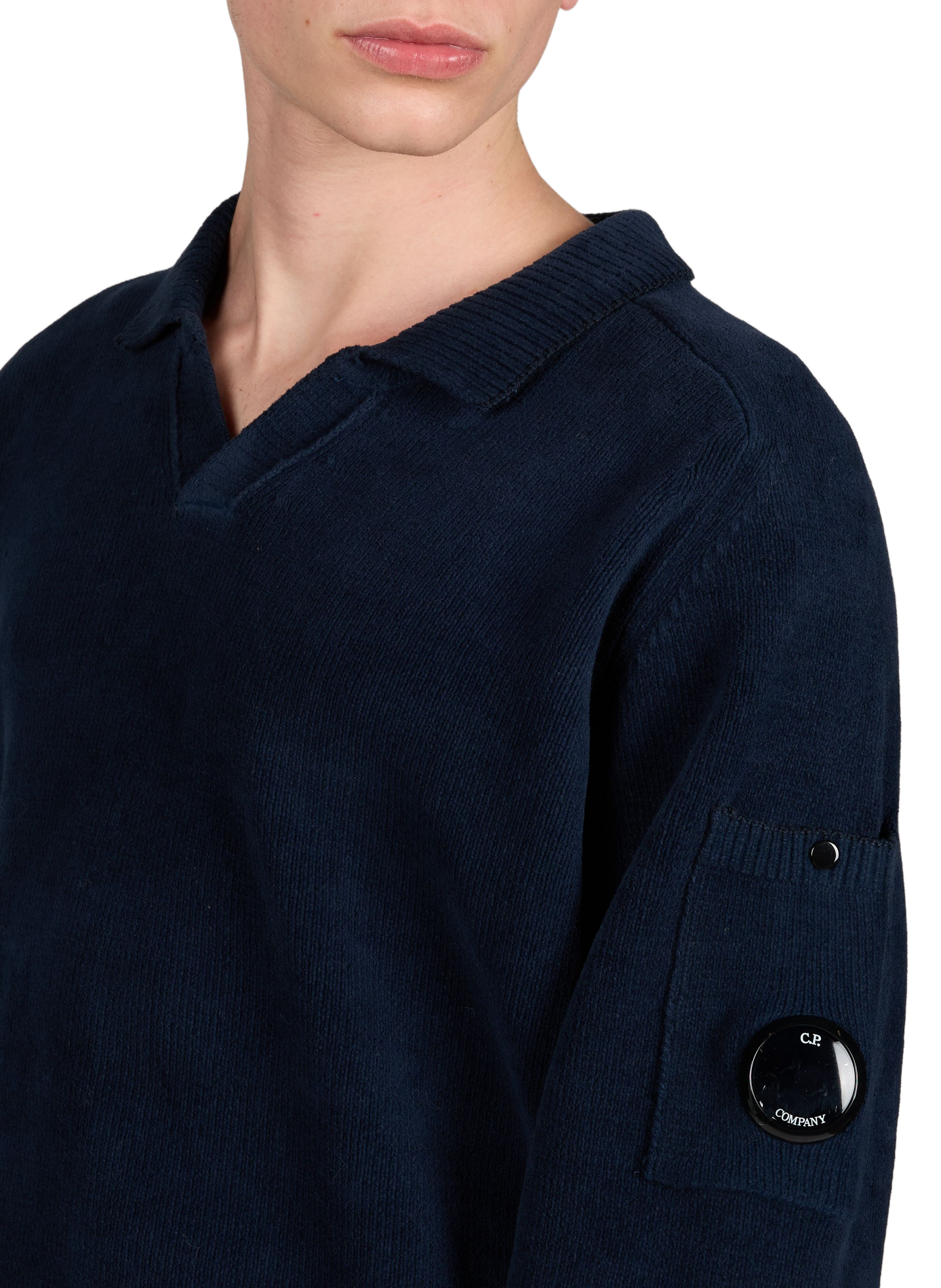 Cuban collar cotton sweater CP COMPANY Blue