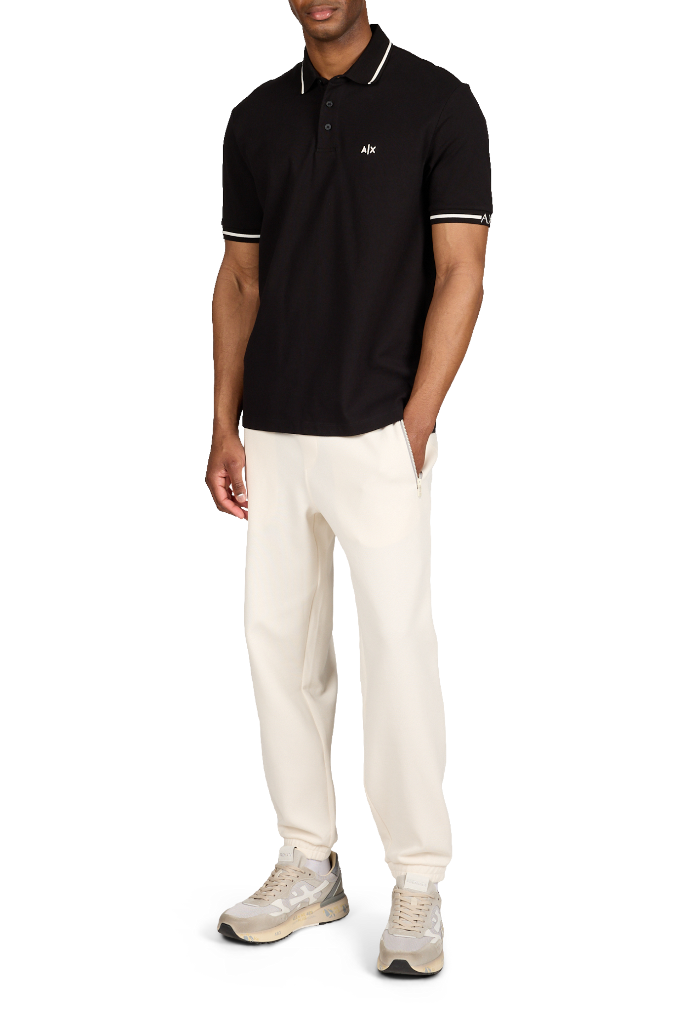 Short sleeve cotton polo shirt ARMANI EXCHANGE Black