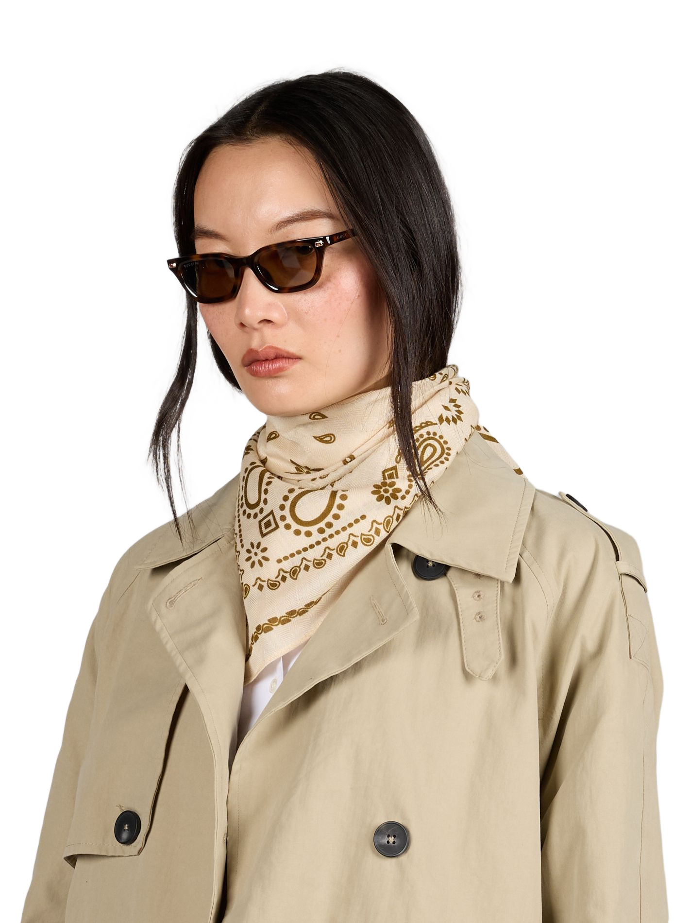 Bandana print square in blended cotton SAISON 1865 Beige