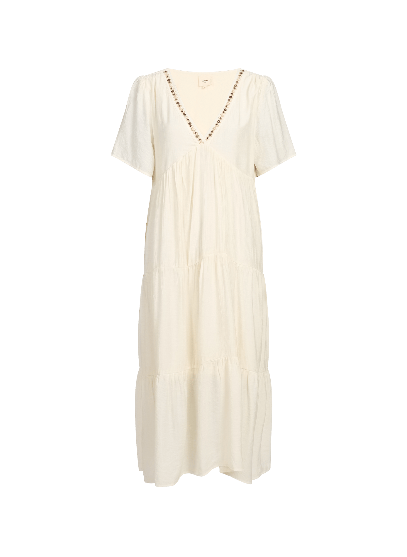 Langes Kleid Deliane mit bestickten Blumen ARTLOVE Gelb