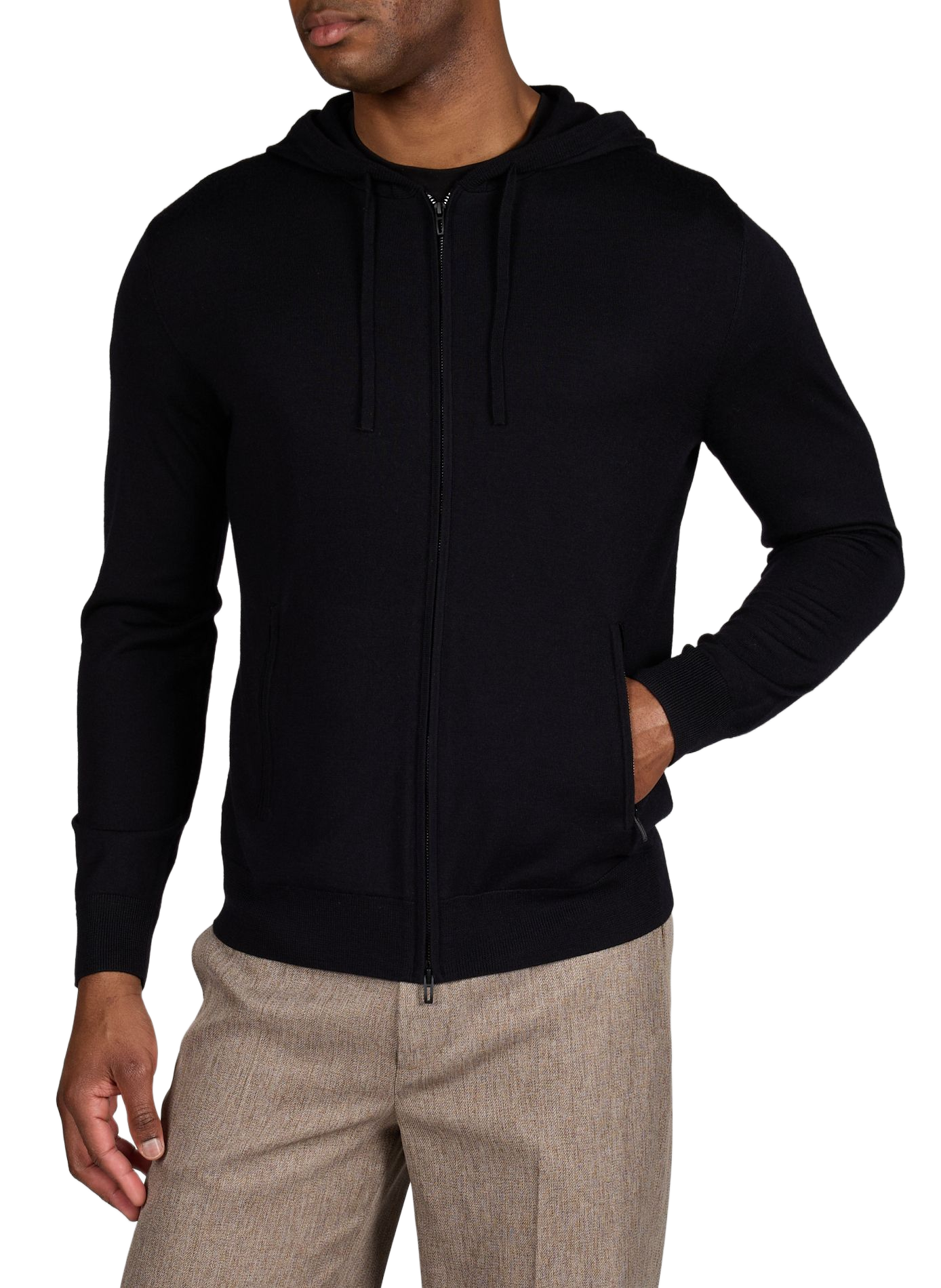 Cardigan con cappuccio in lana vergine EMPORIO ARMANI Blu