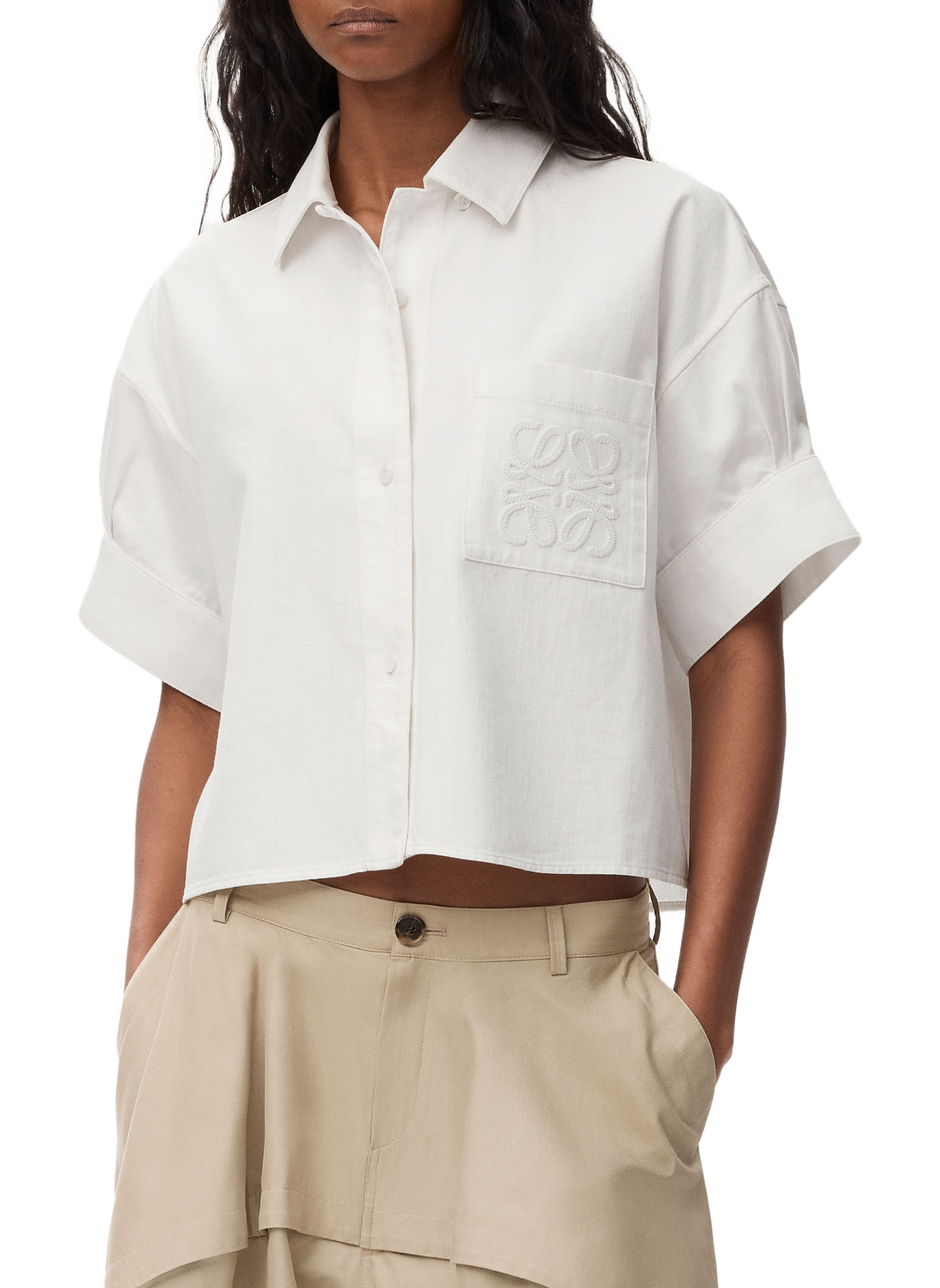 Short-sleeved denim shirt LOEWE White