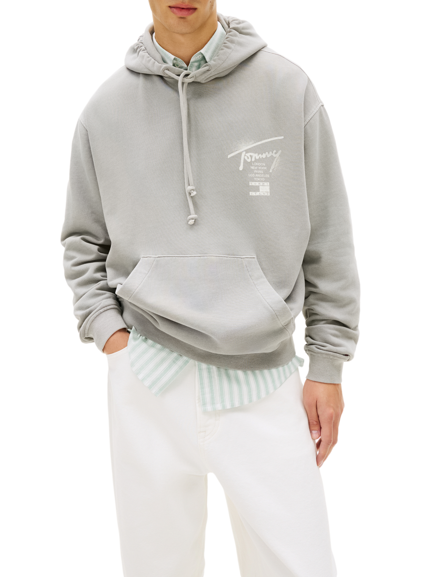 Hoodie with printed logo in cotton TOMMY HILFIGER Grey