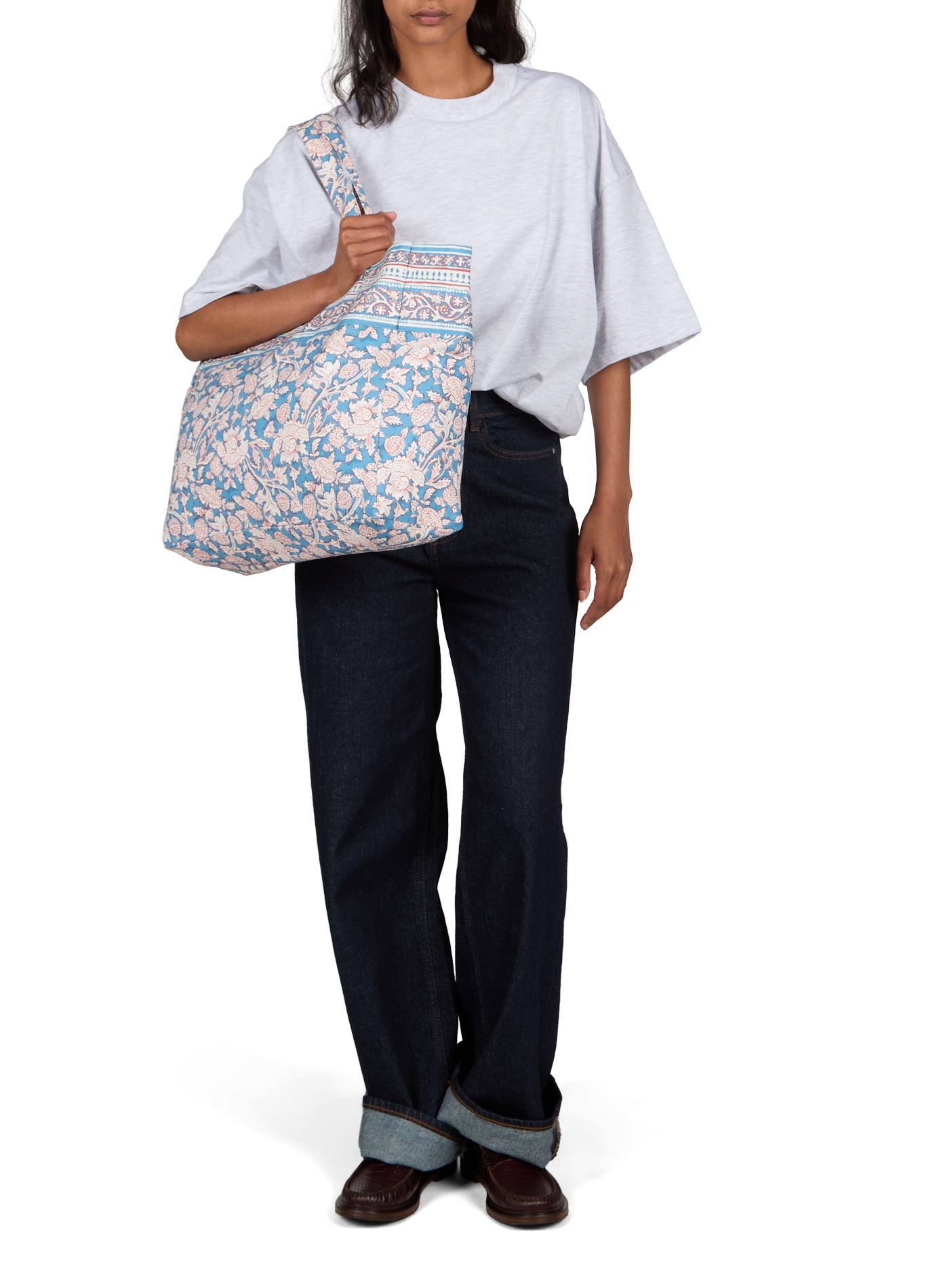 Printed Beverly Tote Bag in cotton LOUISE MISHA Blue