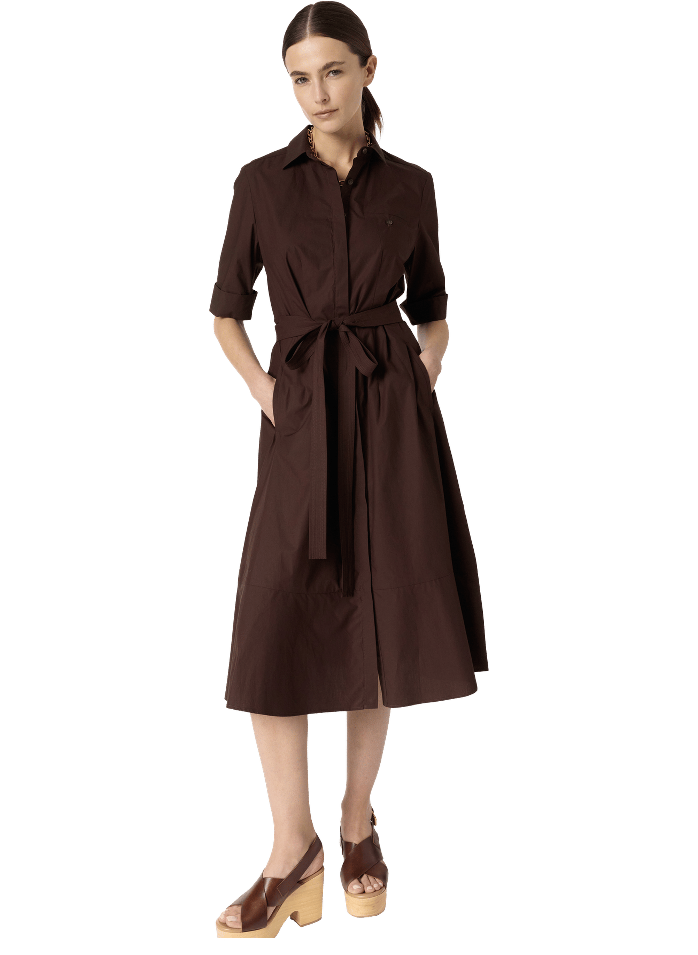 Robe chemise en coton - rana  Marron