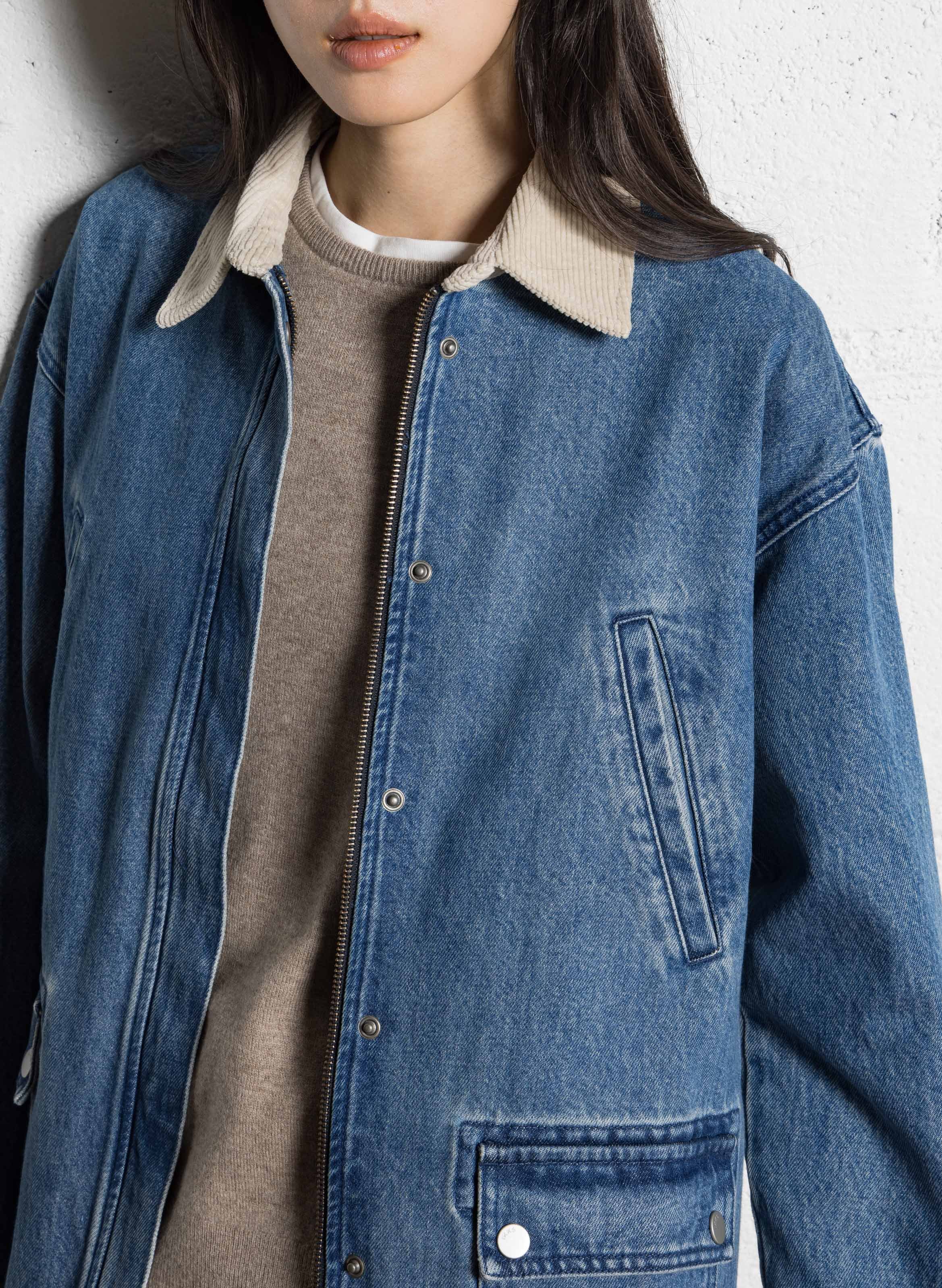 Veste en jean droite en coton IKKS Bleu