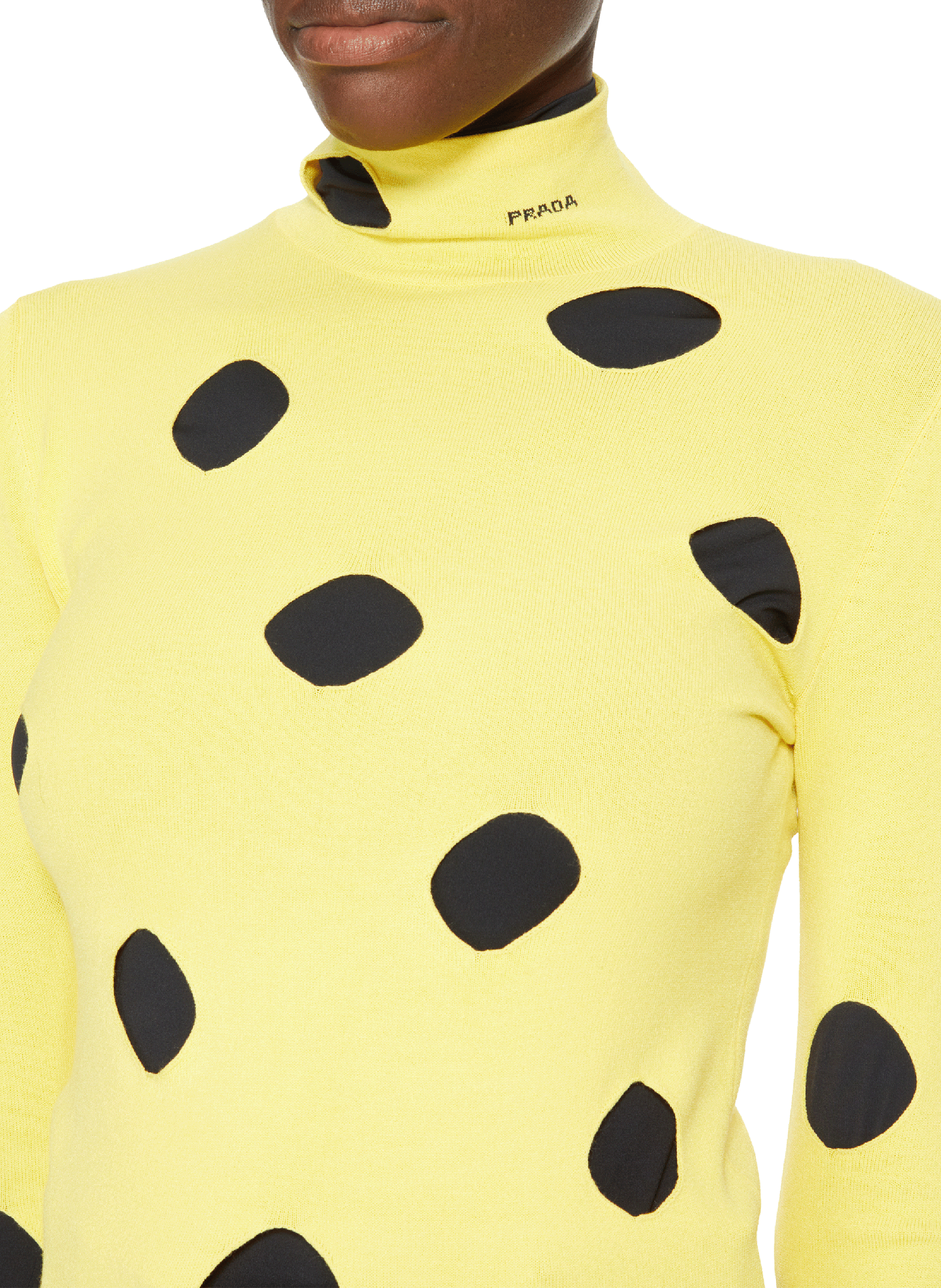 Pull en maille à découpes PRADA Jaune