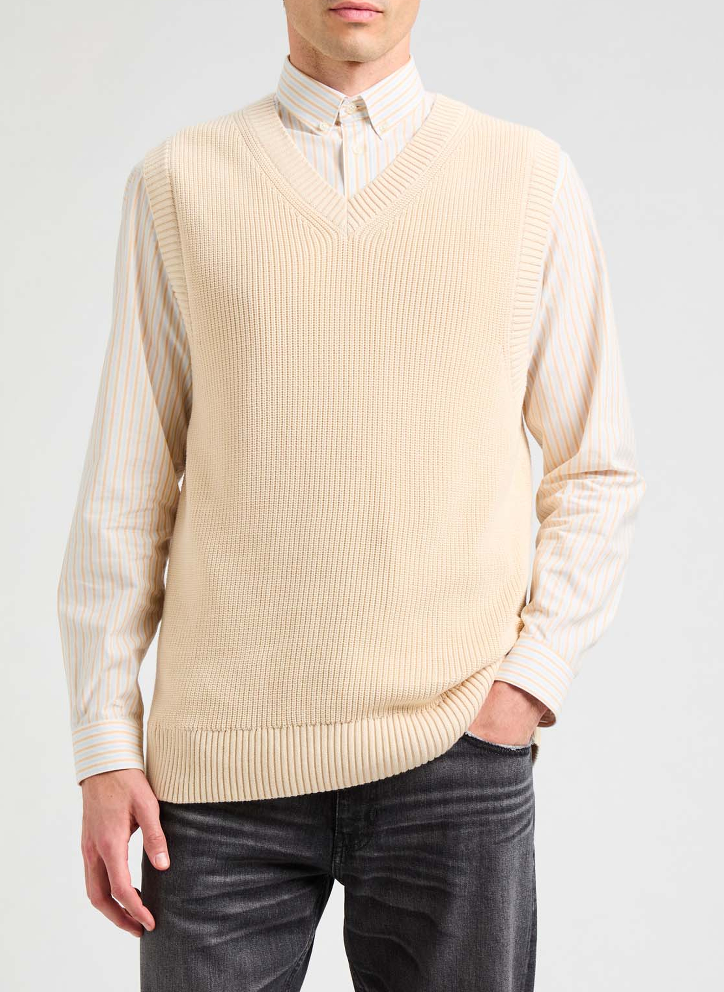 Pull sans manches AU PRINTEMPS PARIS Beige