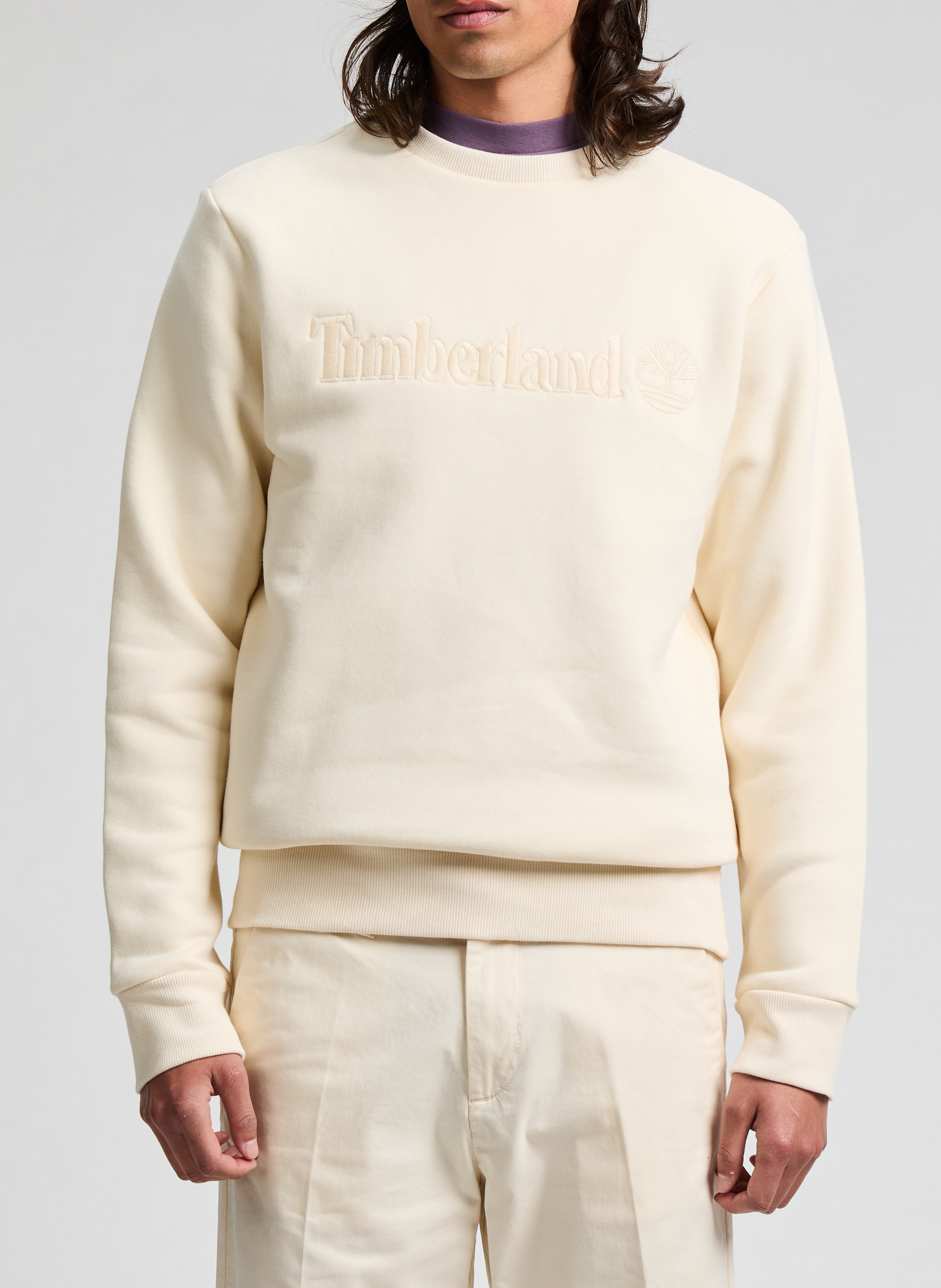 Sweat droit brodé en coton TIMBERLAND Blanc