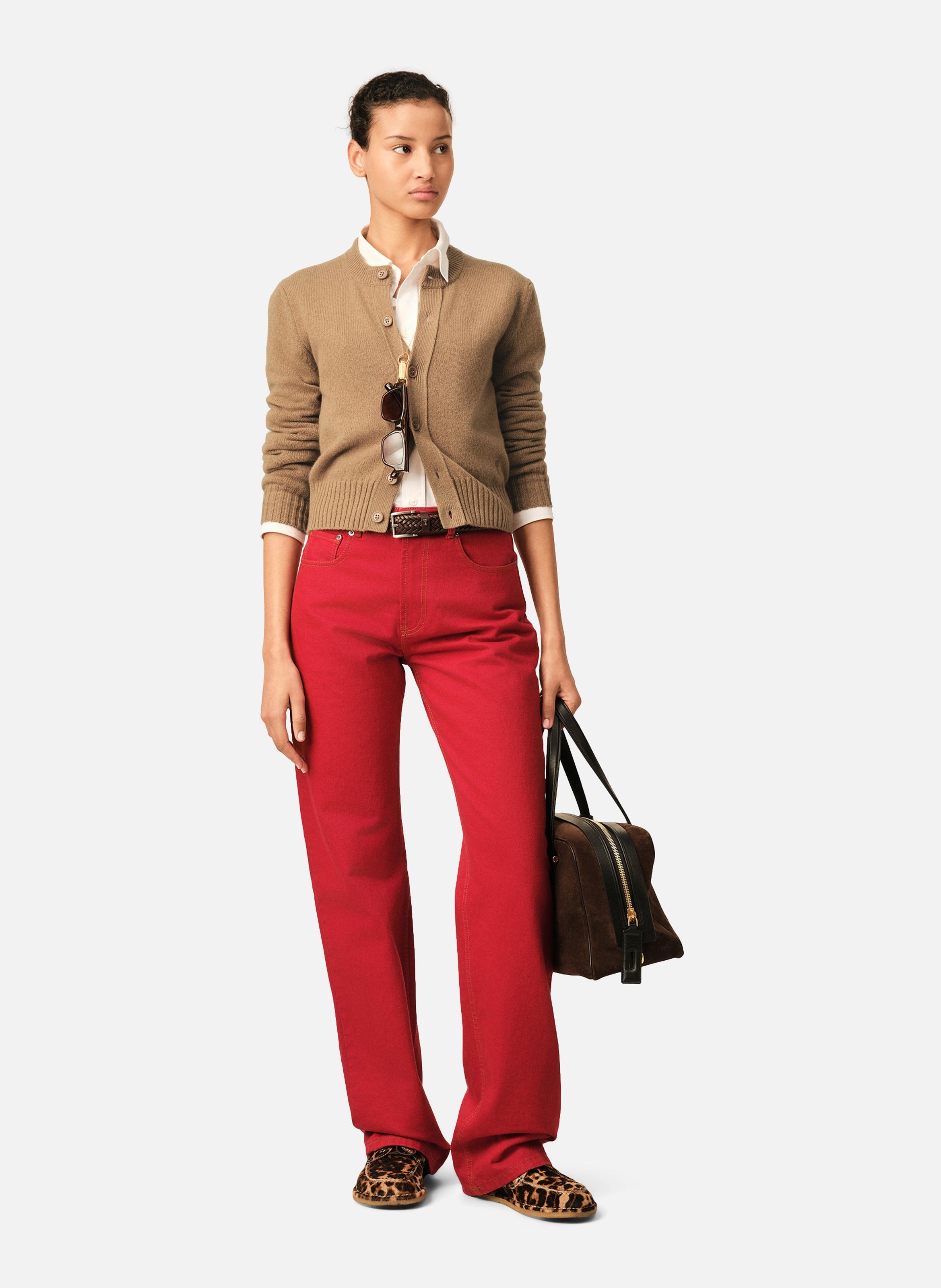 Cardigan col rond en cachemire ami de coeur AMI PARIS Marron
