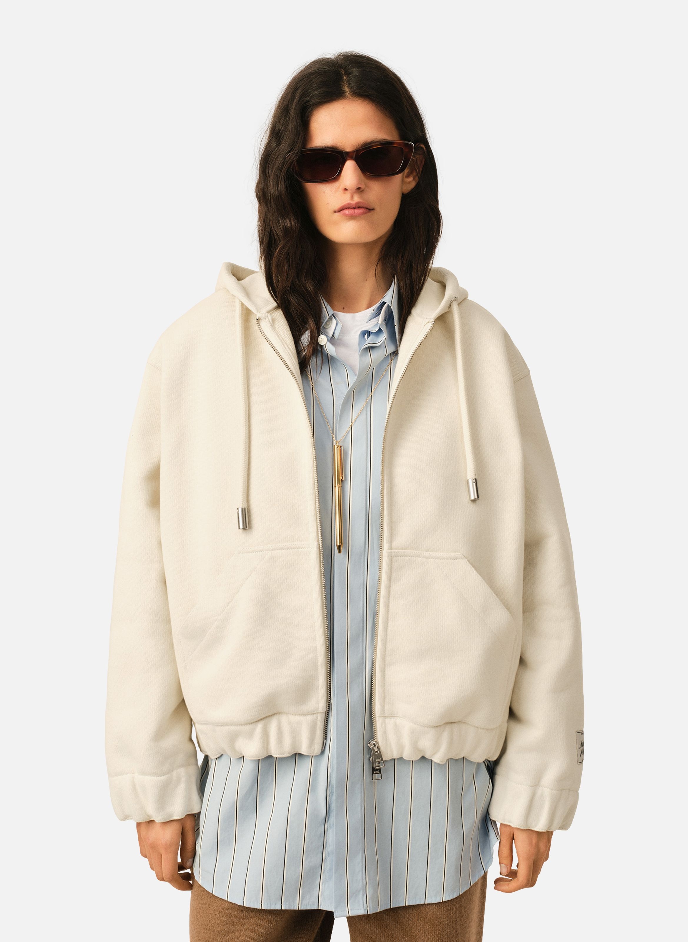 Hoodie zippé unisexe en coton étiquette héritage ami paris AMI PARIS Blanc