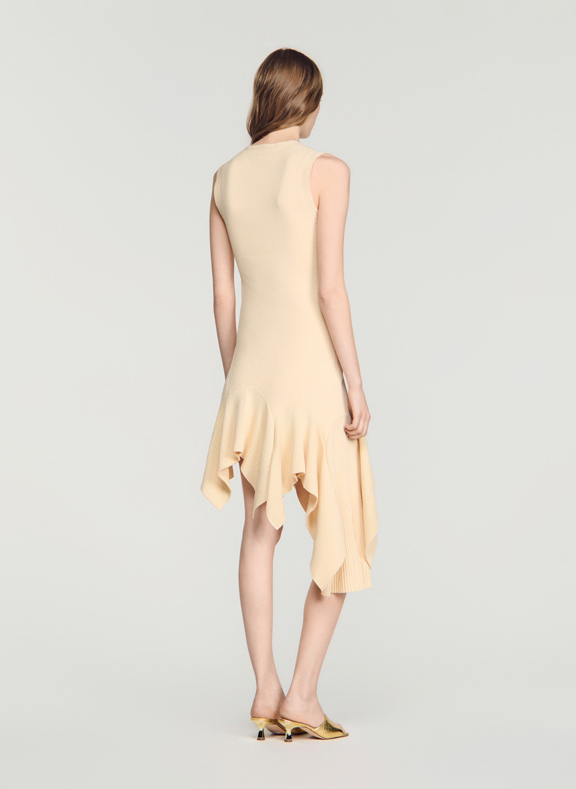 Robe courte asymétrique unie SANDRO Beige