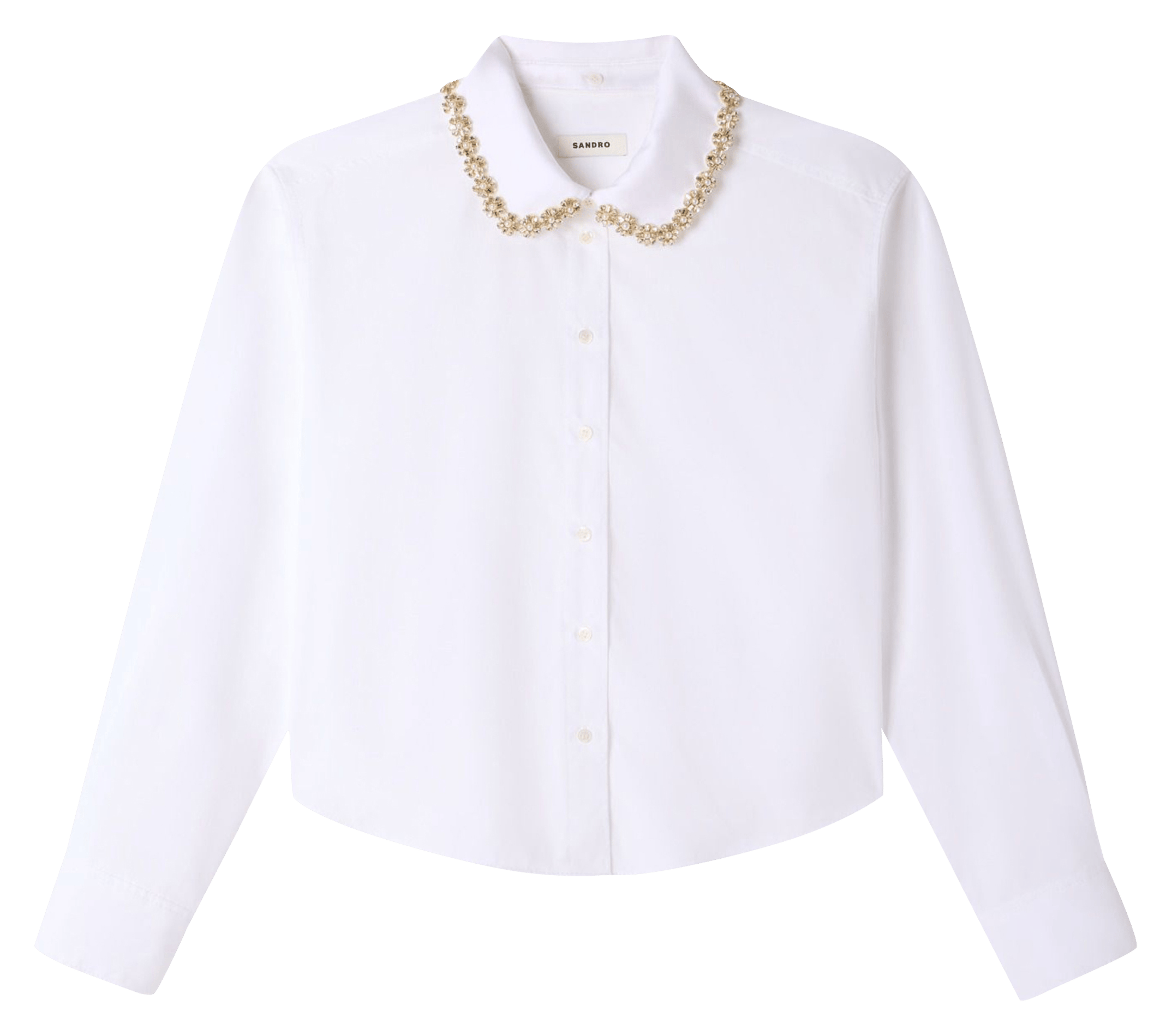 Chemise col classique en coton SANDRO Blanc