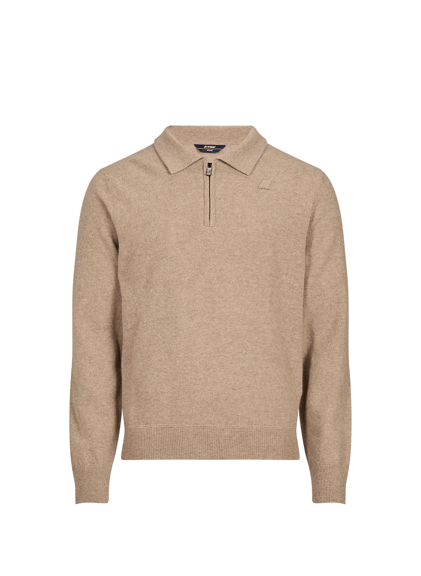 Polo met ritskraag van wol K-WAY Beige