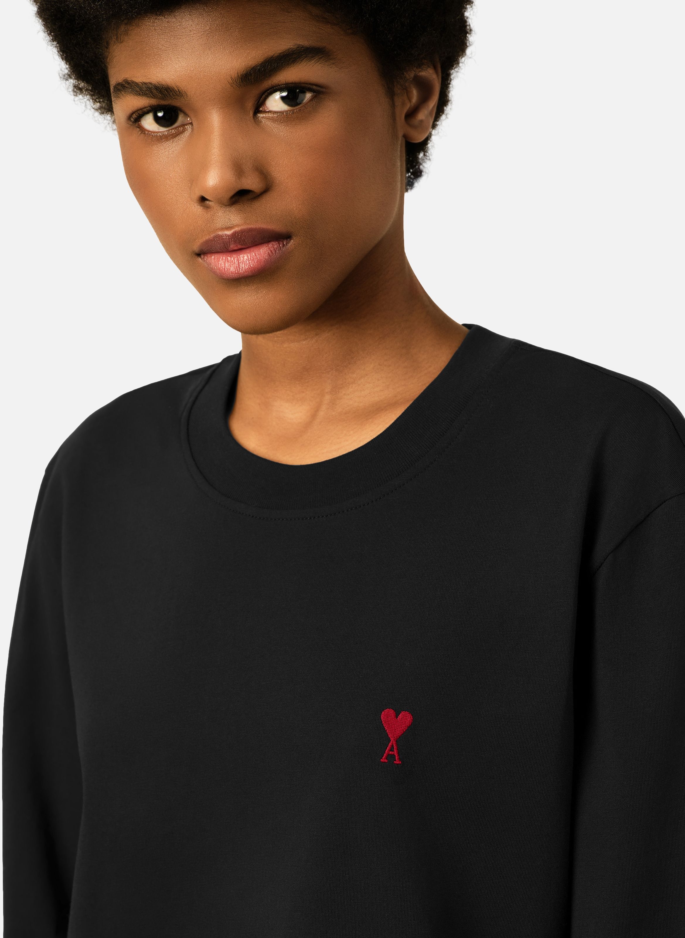 T-shirt manches longues ami de coeur rouge unisexe AMI PARIS Noir