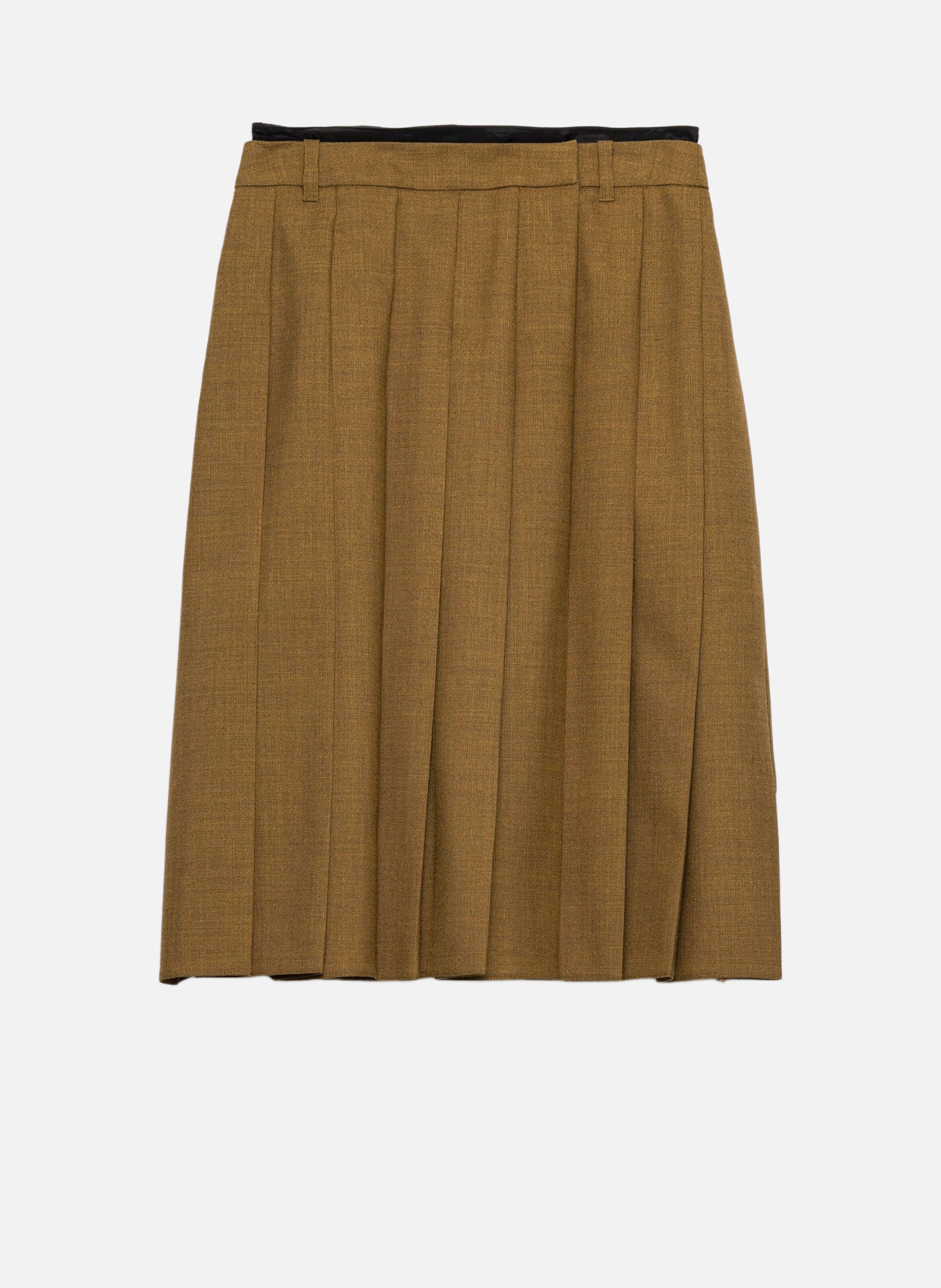 Jupe midi en hopsack PRADA Marron