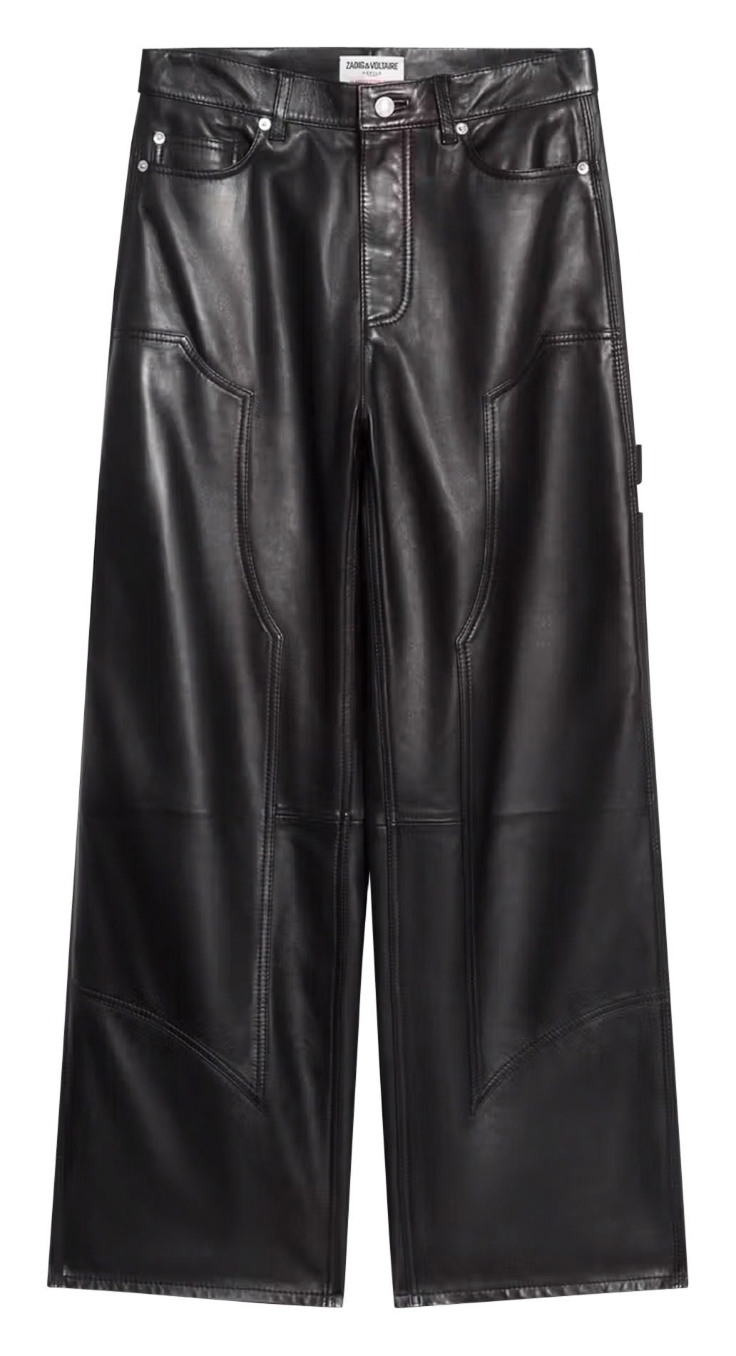 Rechte leren broek met hoge taille perya ZADIG&VOLTAIRE Zwart
