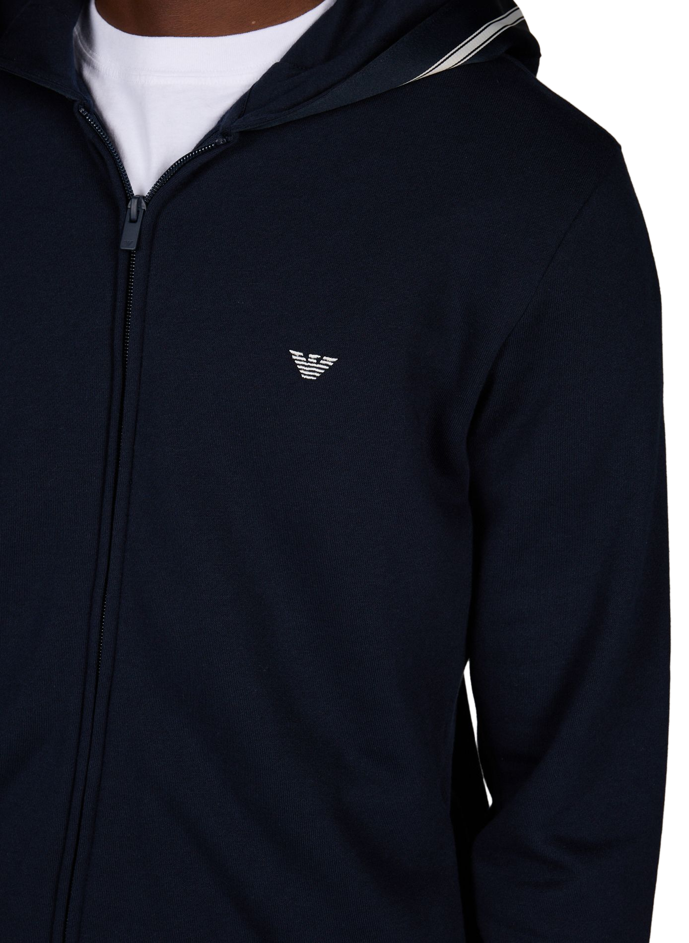 Straight hooded sweatshirt in blended cotton EMPORIO ARMANI Blue