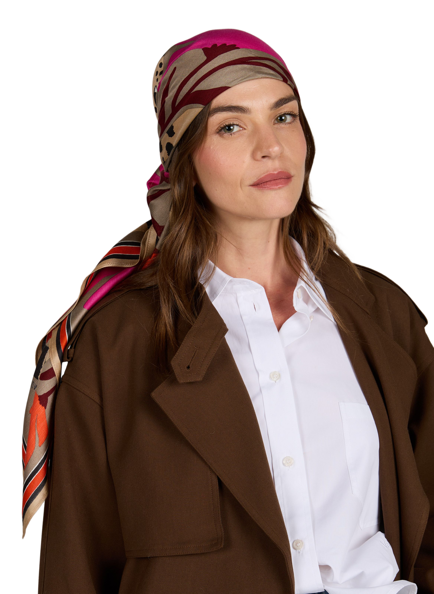 Printed silk blend scarf INOUI EDITIONS Beige