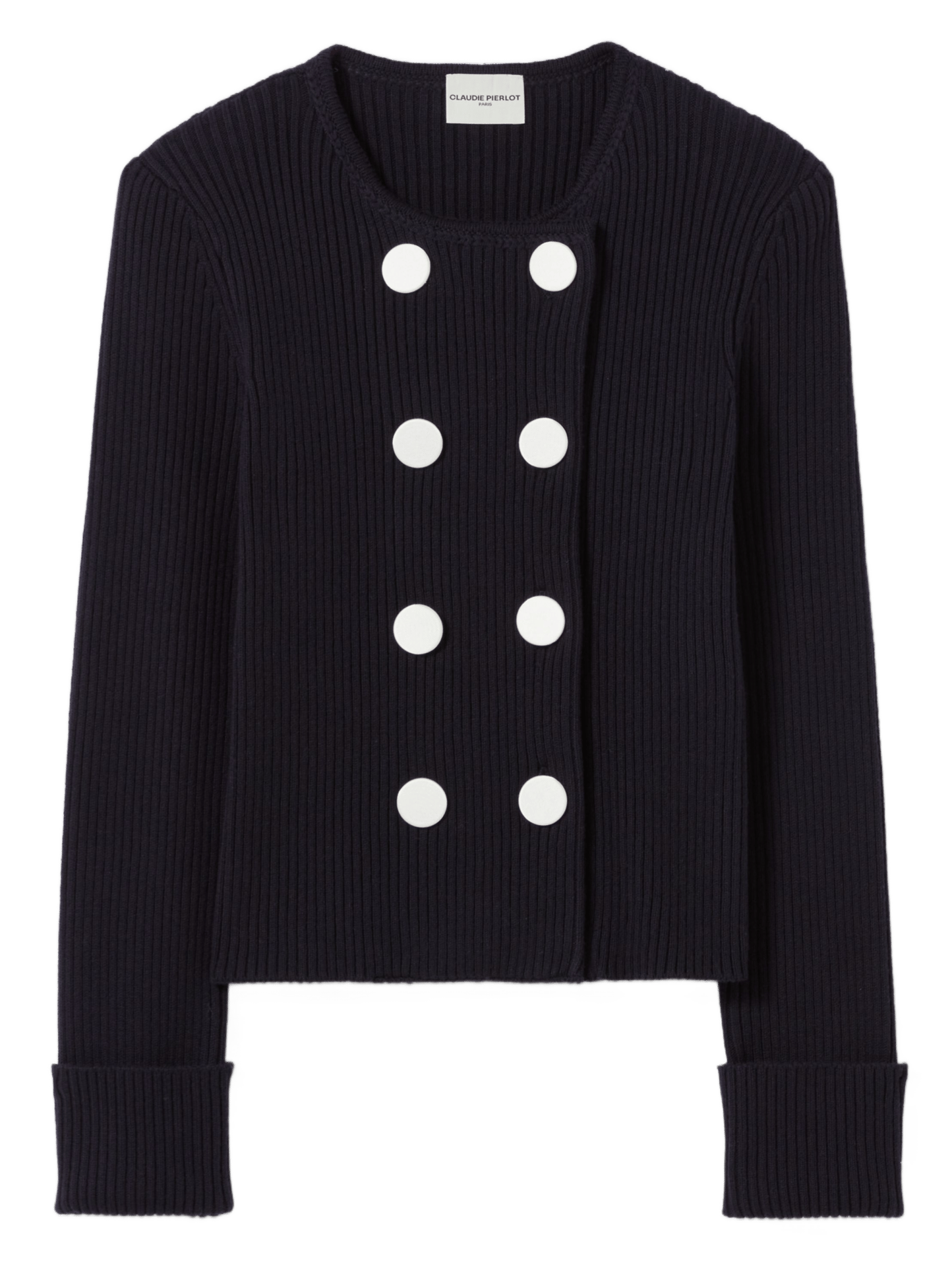 Cardigan droit col rond CLAUDIE PIERLOT Bleu