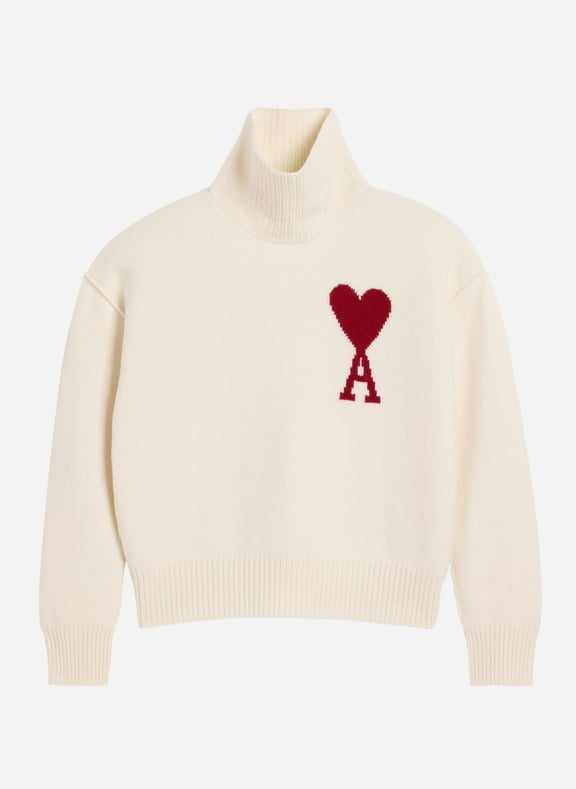 Pull ami de coeur rouge unisexe Blanc by AMI PARIS AMI PARIS Pull ami de coeur rouge unisexe Blanc