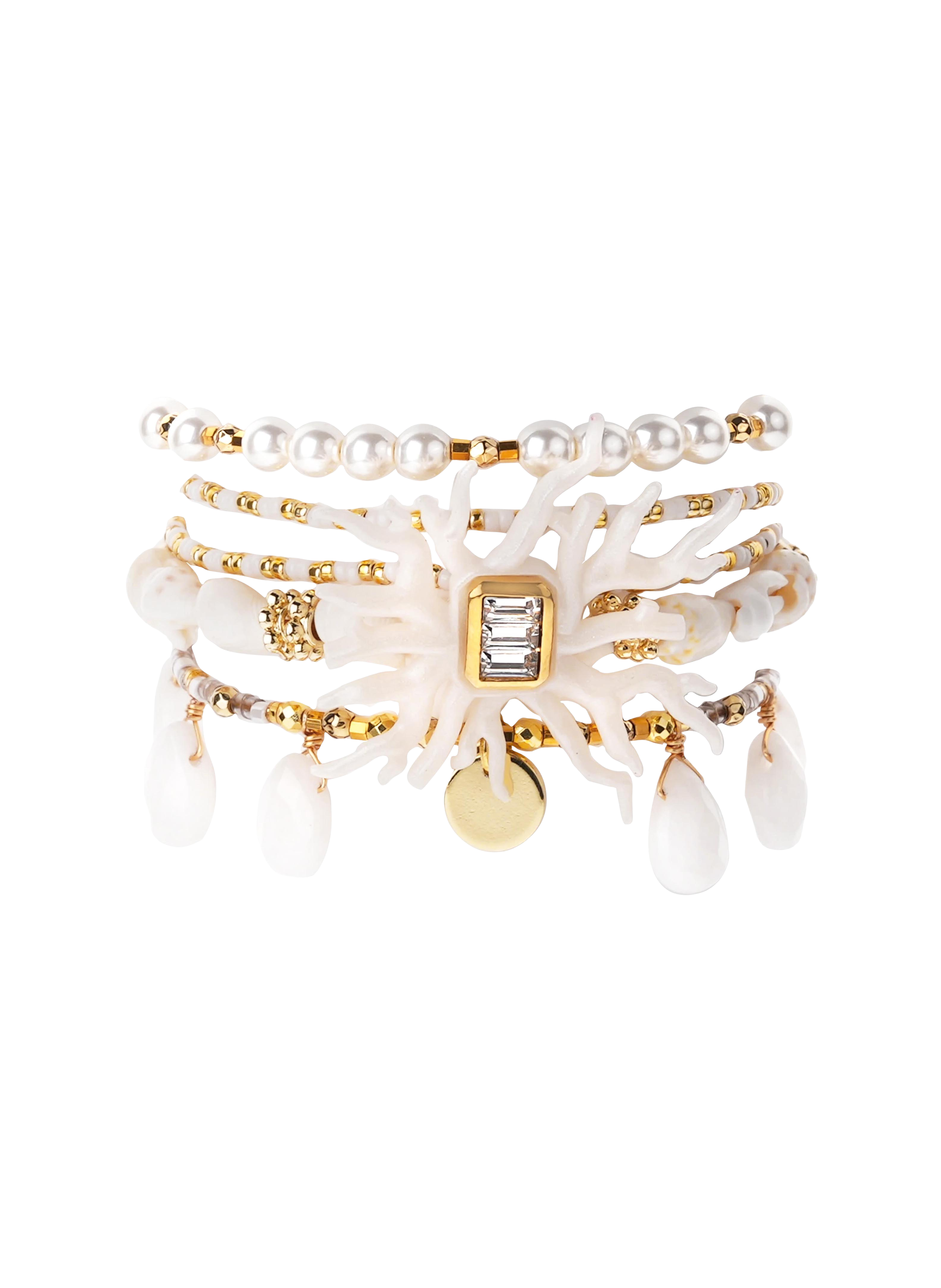 HIPANEMA Bracelet manchette multiliens avec fermoir aimanté egerie Blanc