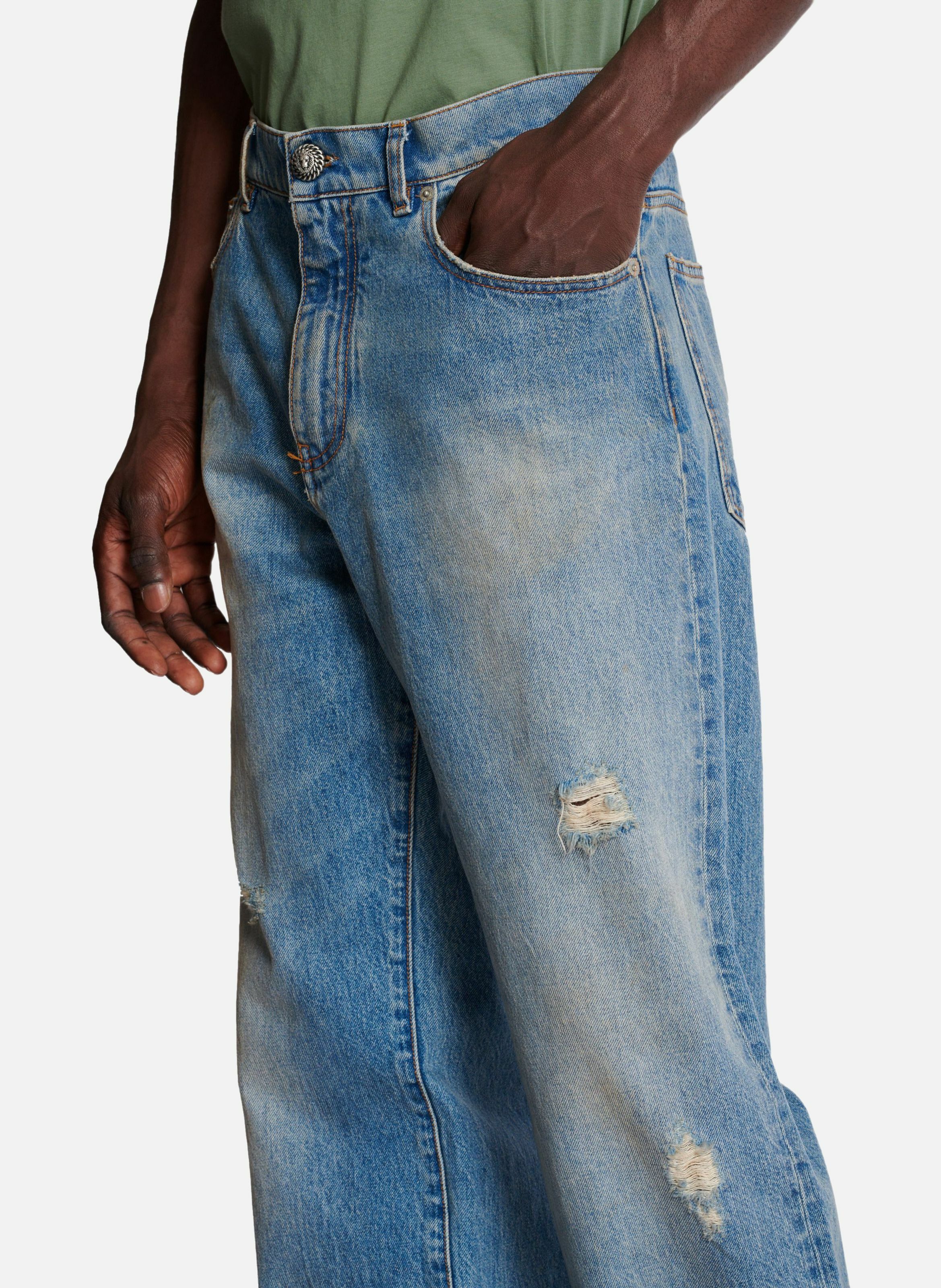 Jean loose en denim blue wash BALMAIN Bleu
