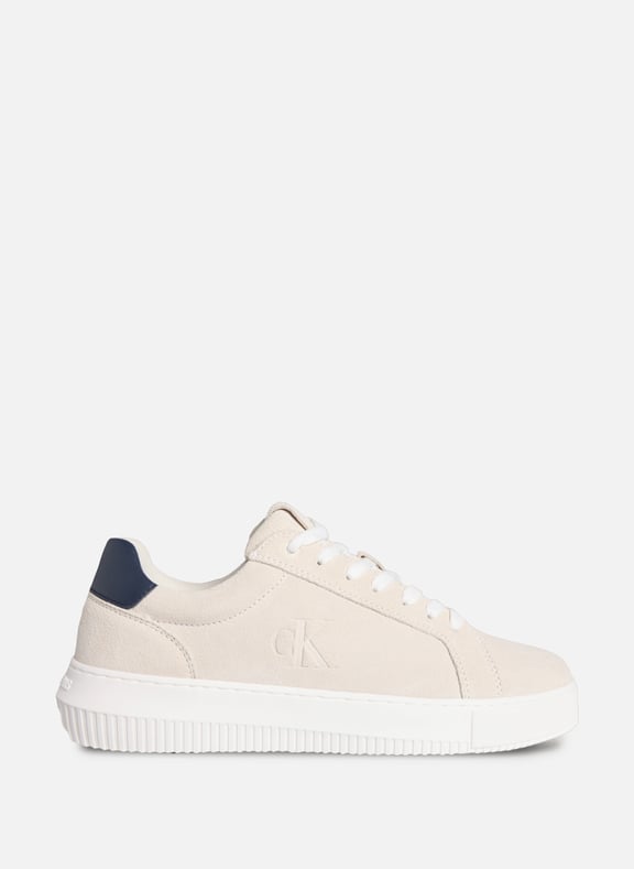 Sneakers with printed logo in suede leather Beige by CALVIN KLEIN CALVIN KLEIN Sneakers with printed logo in suede leather Beige