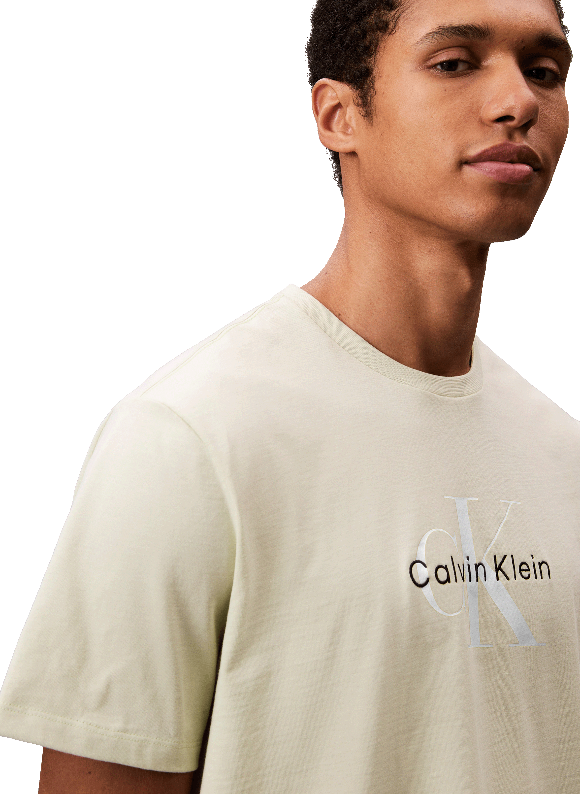 T-shirt col rond en coton CALVIN KLEIN Vert