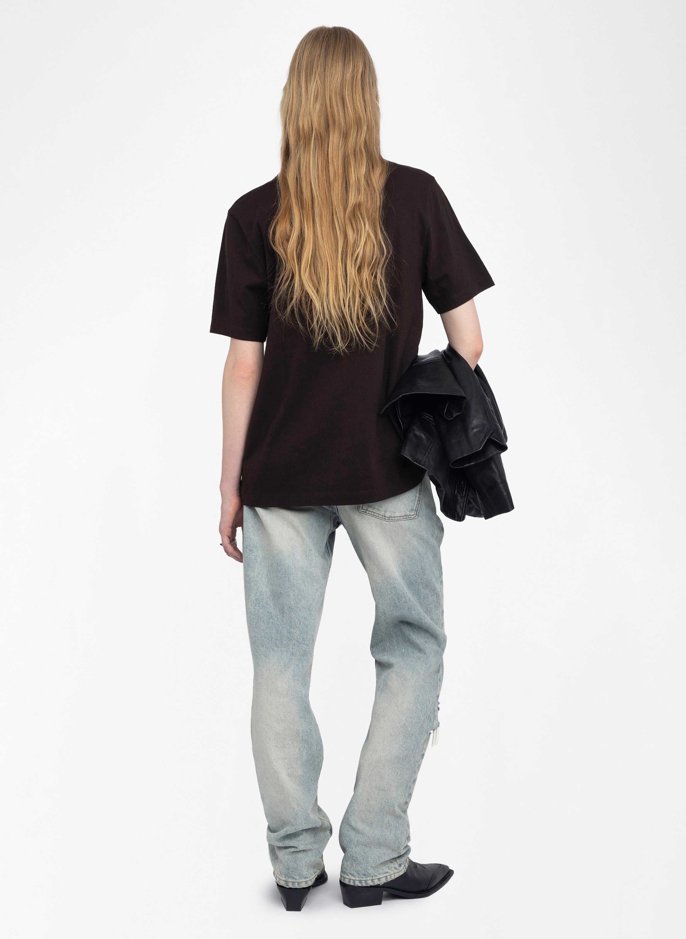 Tee-shirt oversize à motif strass edwin ZADIG&VOLTAIRE Marron