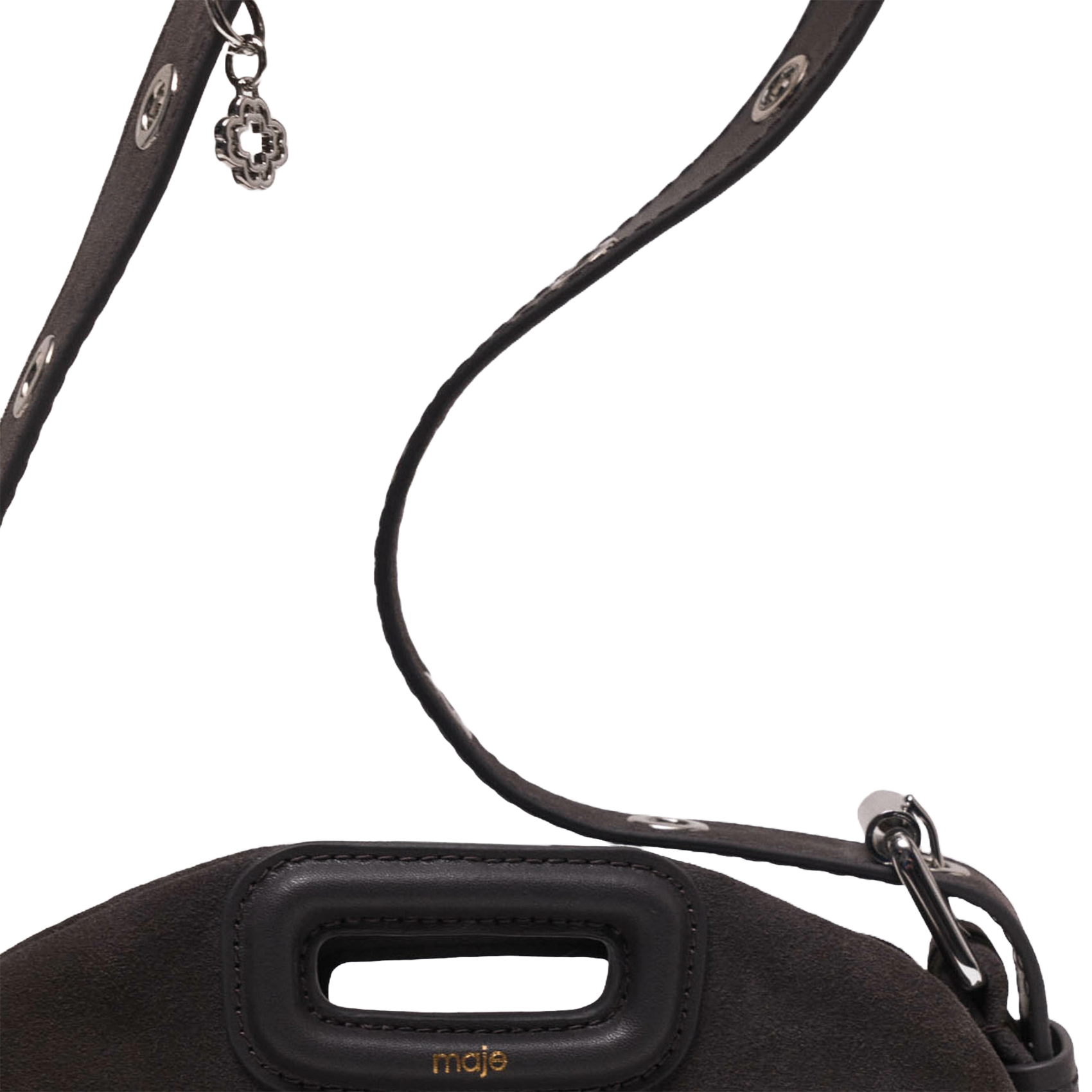 Sac bandoulière en cuir velours miss m mini MAJE Gris