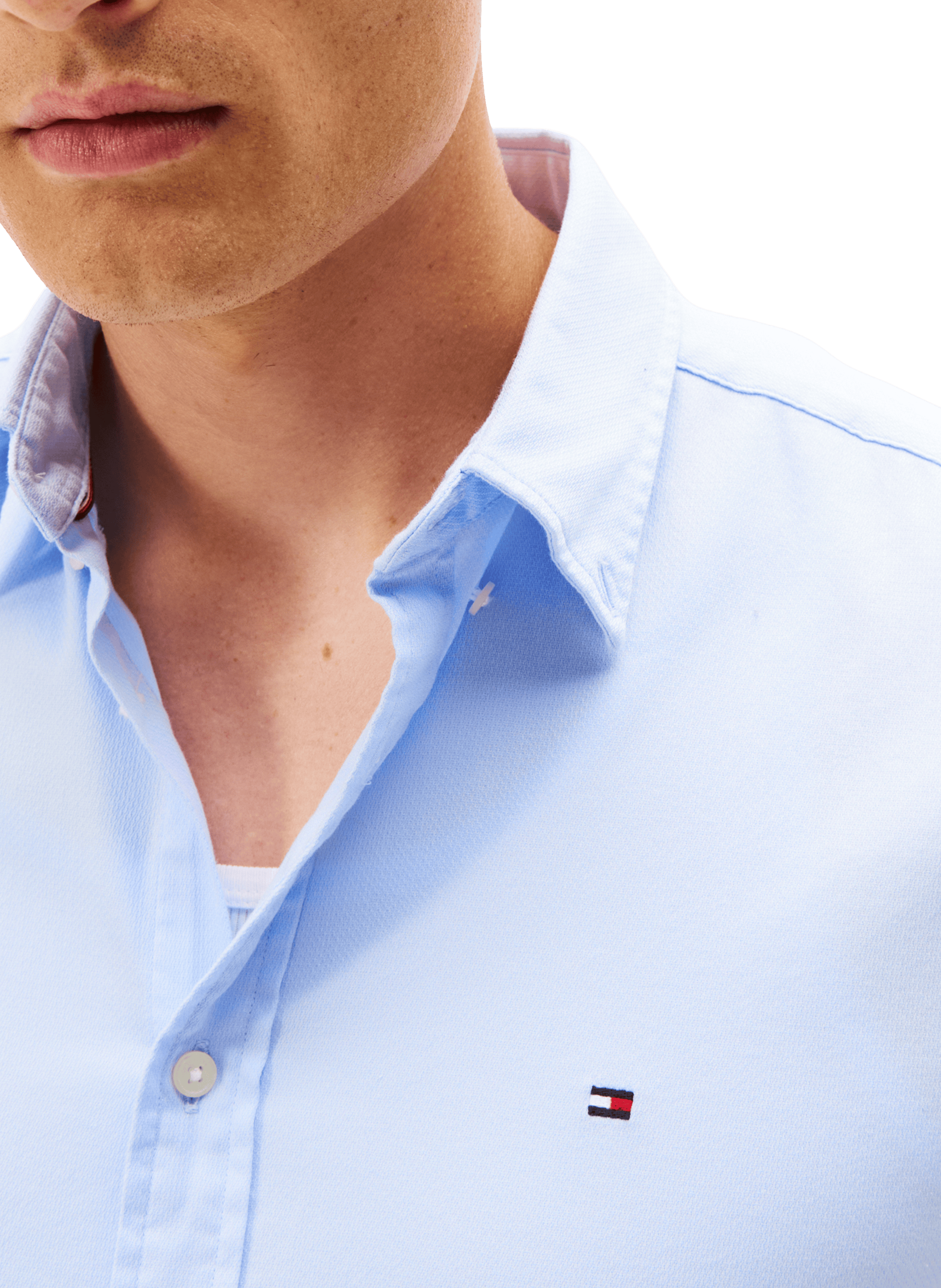 Shirt with American collar in blended cotton TOMMY HILFIGER Blue