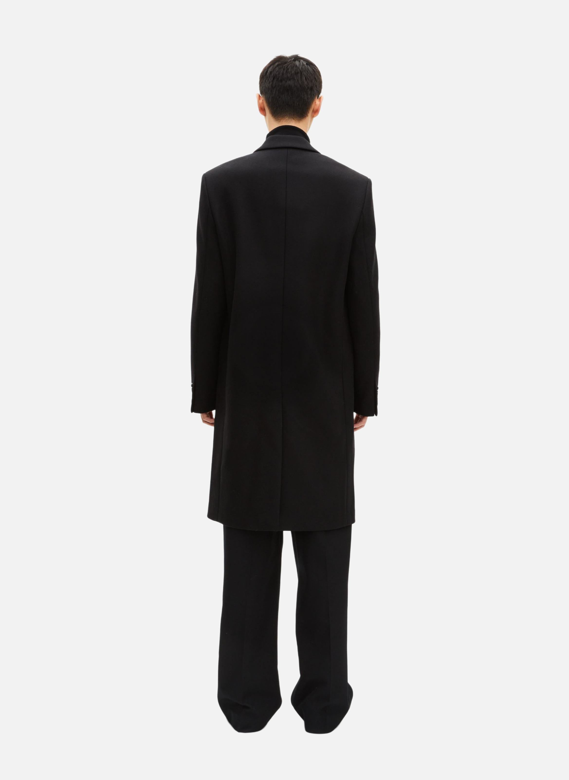 Manteau col revers cuir THE KOOPLES Noir