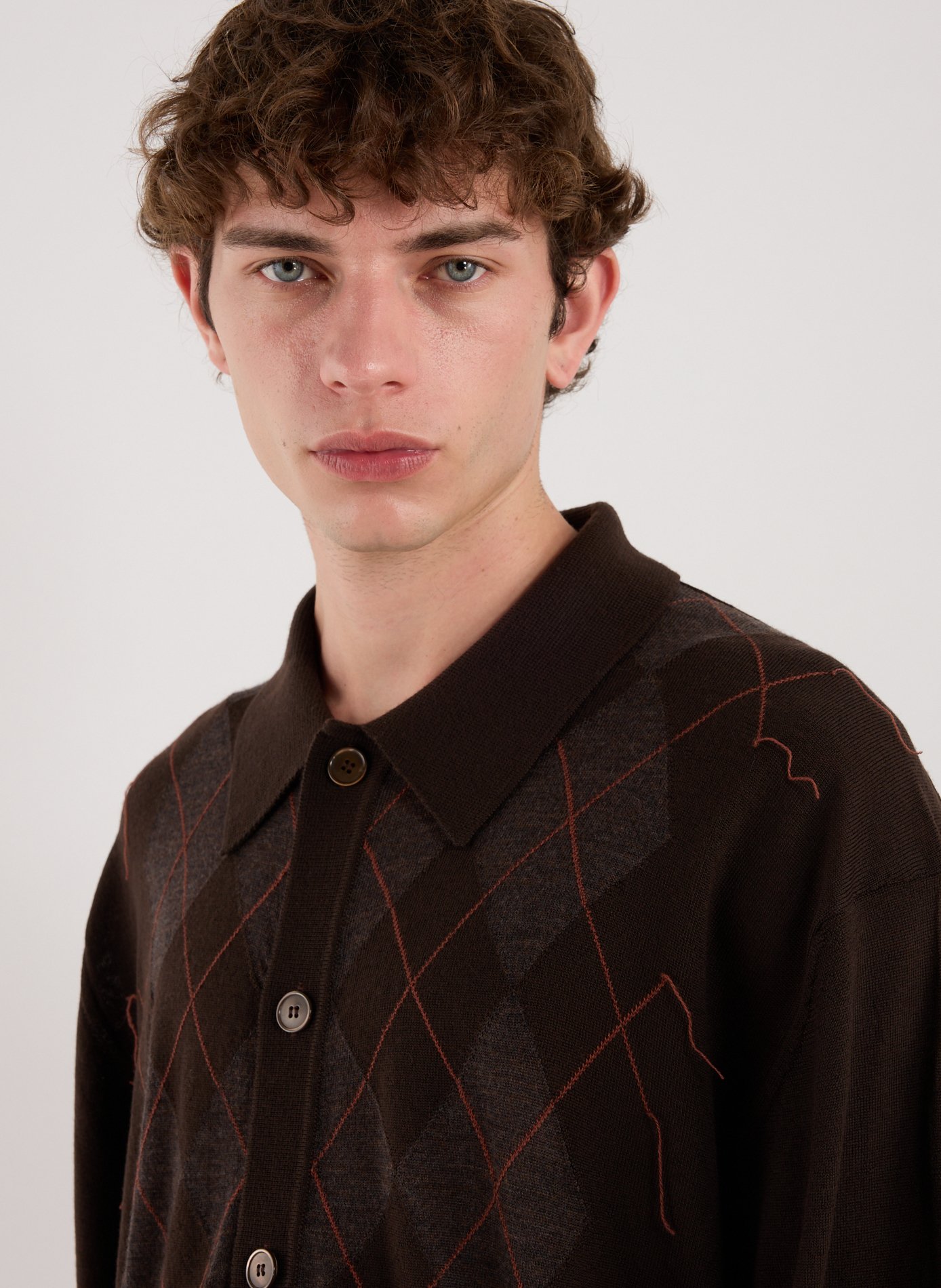 Pull en laine à motif carreaux OUR LEGACY Marron