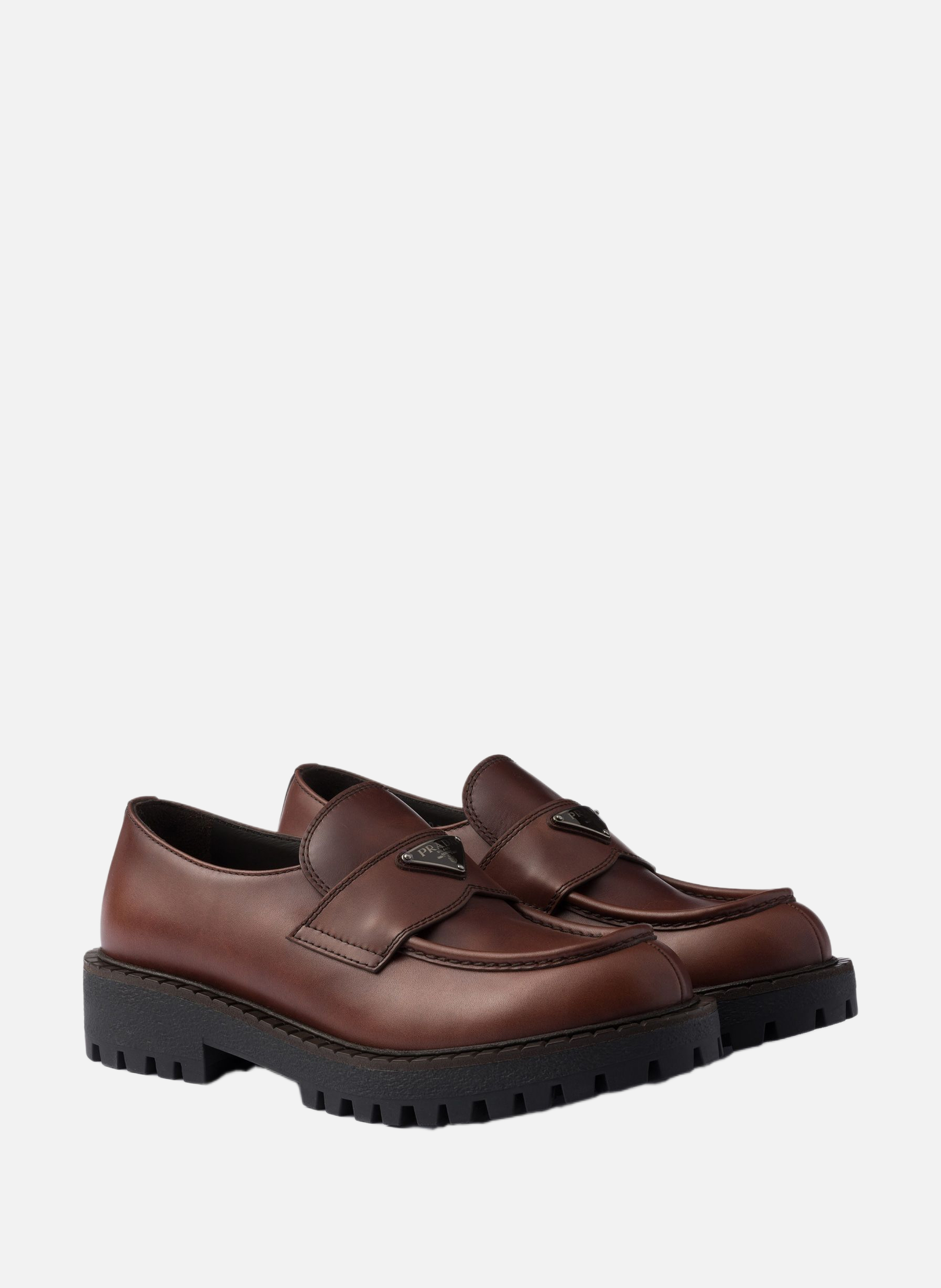 Mocassins en cuir PRADA Marron