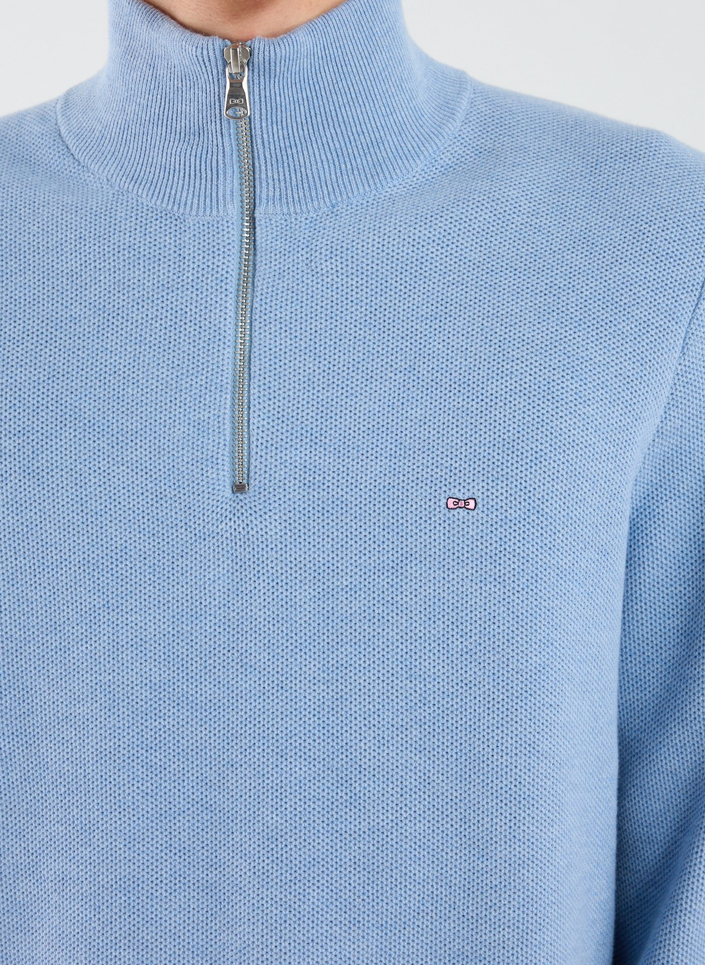 Pull col zippé en coton EDEN PARK Bleu