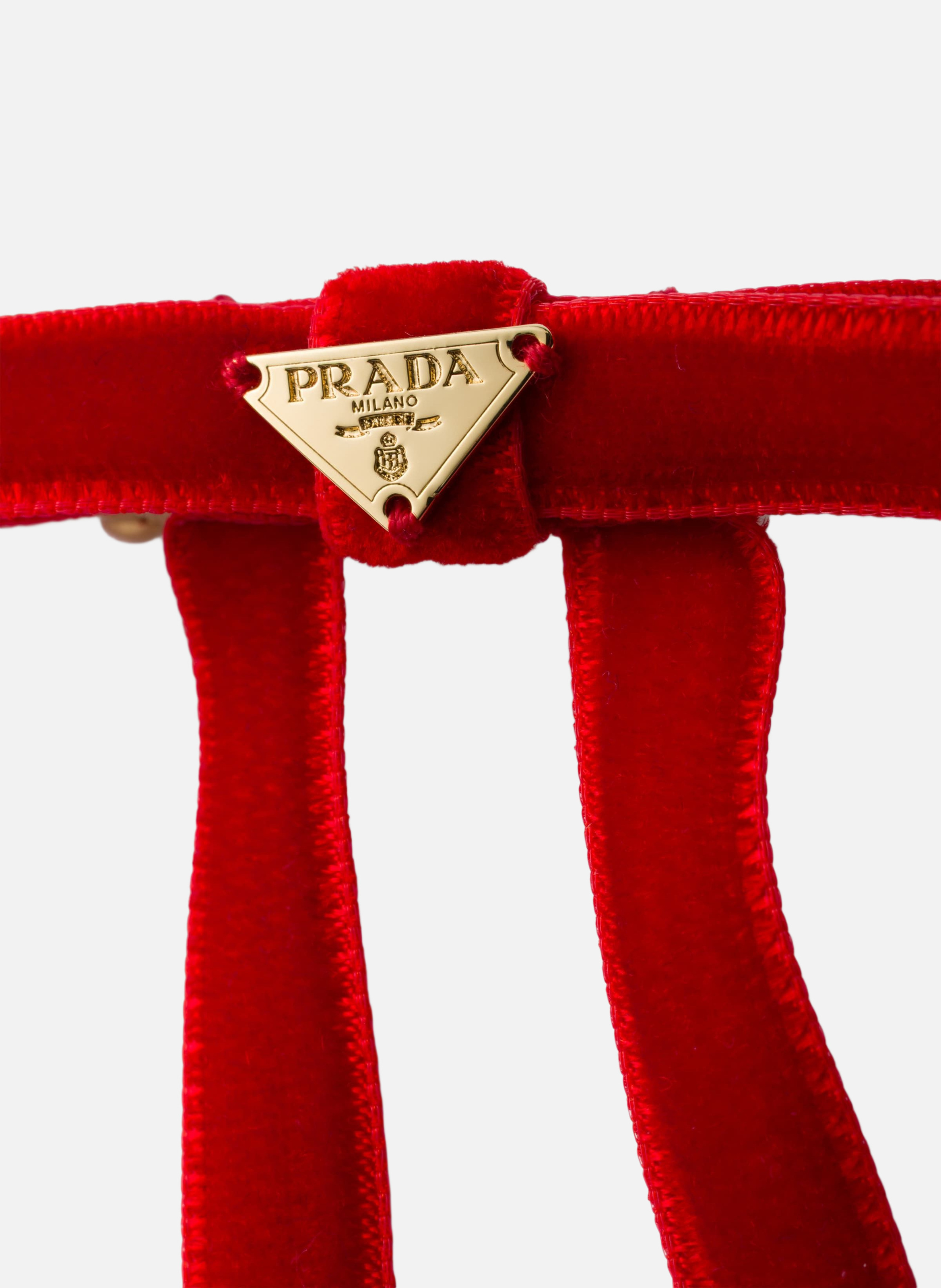 Pince à cheveux en velours PRADA Rouge