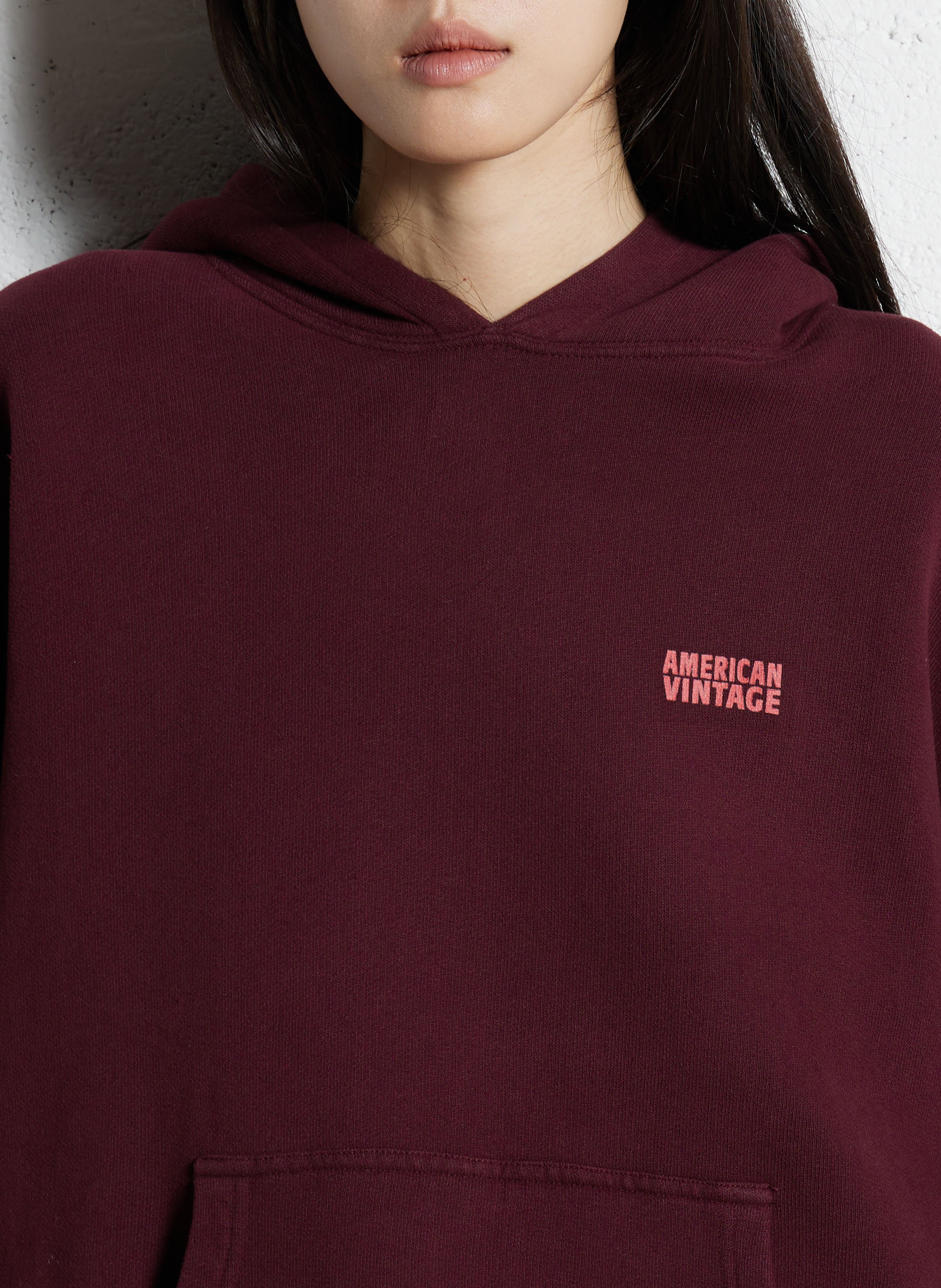 Sweat ample molletonné à capuche en coton izubird AMERICAN VINTAGE Rouge