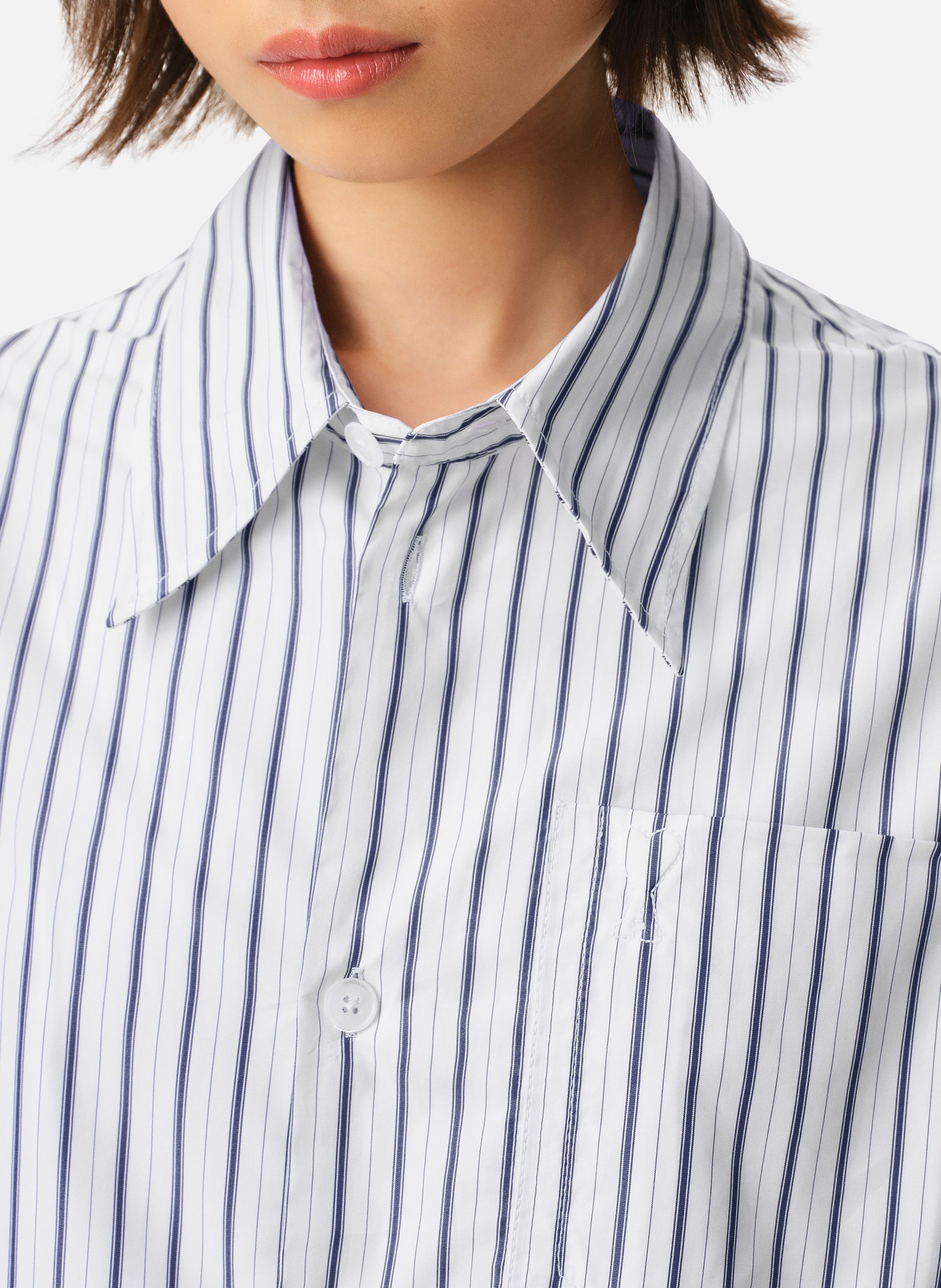 Chemise large rayée ami de coeur unisexe en coton AMI PARIS Blanc