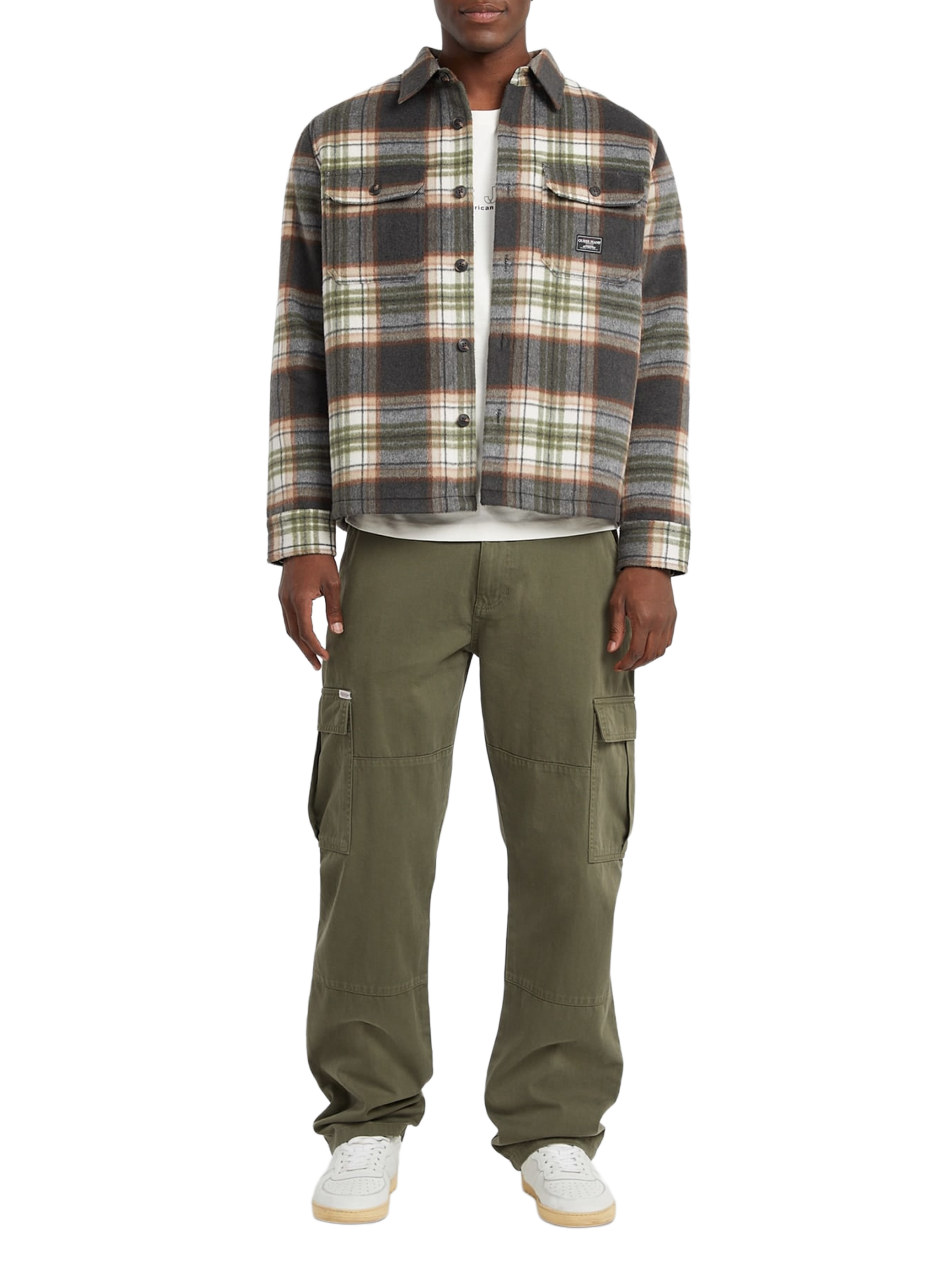 Checked overshirt with classic collar GUESS Black